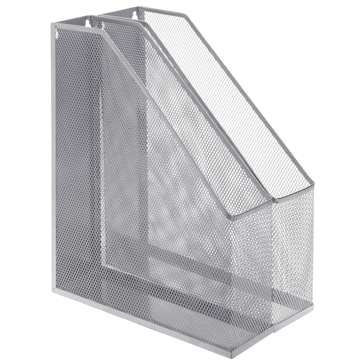 MyGift Silver Wire Mesh Document Holder, Wall Mounted or Desktop Magazine and File Rack, Set of 2