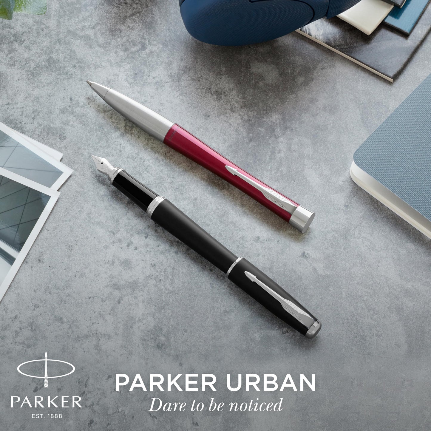 Parker Urban Twist Ballpoint Pen | Metro Metallic with Chrome Trim | Medium Point Blue Ink Refill |