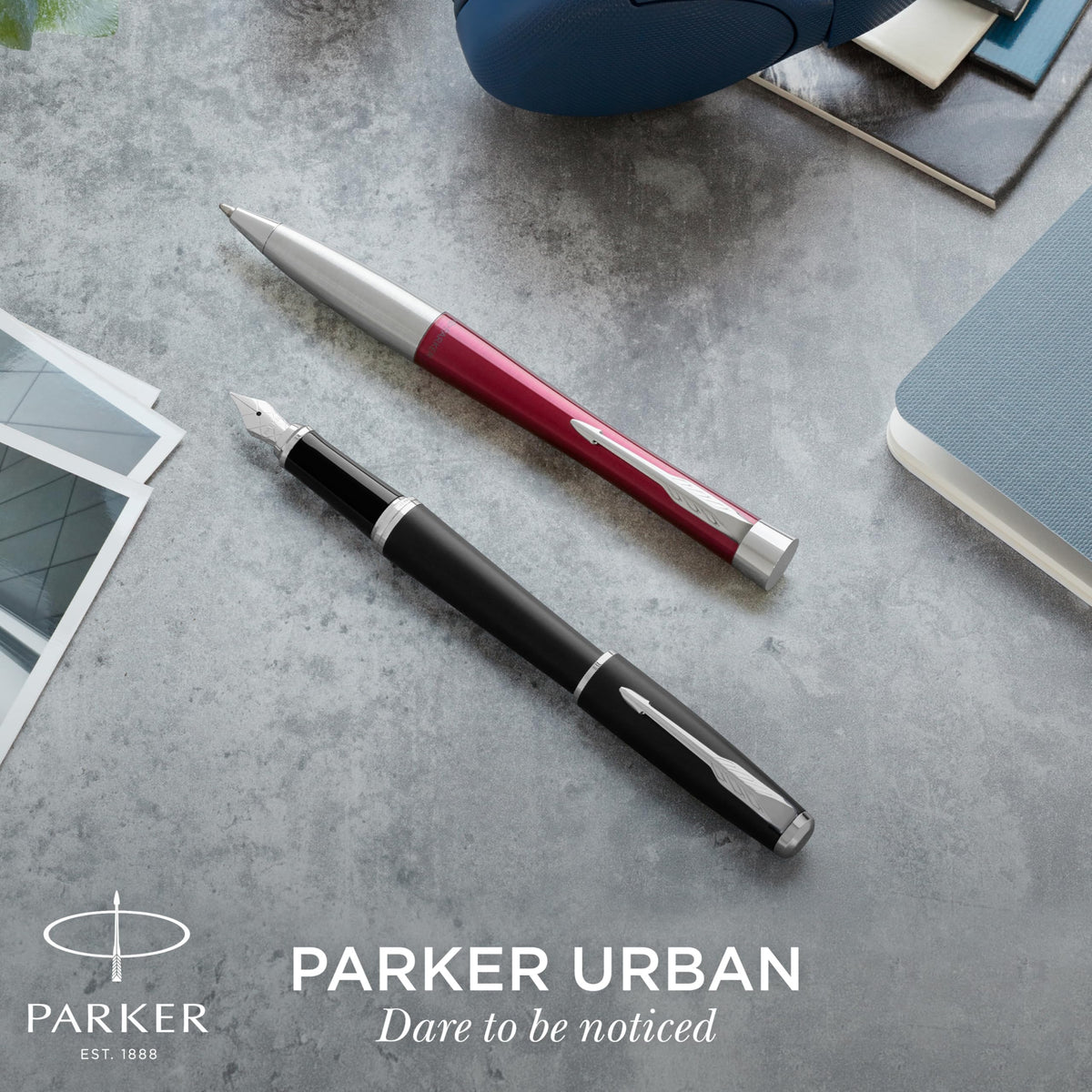 Parker Urban Twist Ballpoint Pen | Muted Black with Gold Trim | Medium Point Blue Ink Refill | Gift