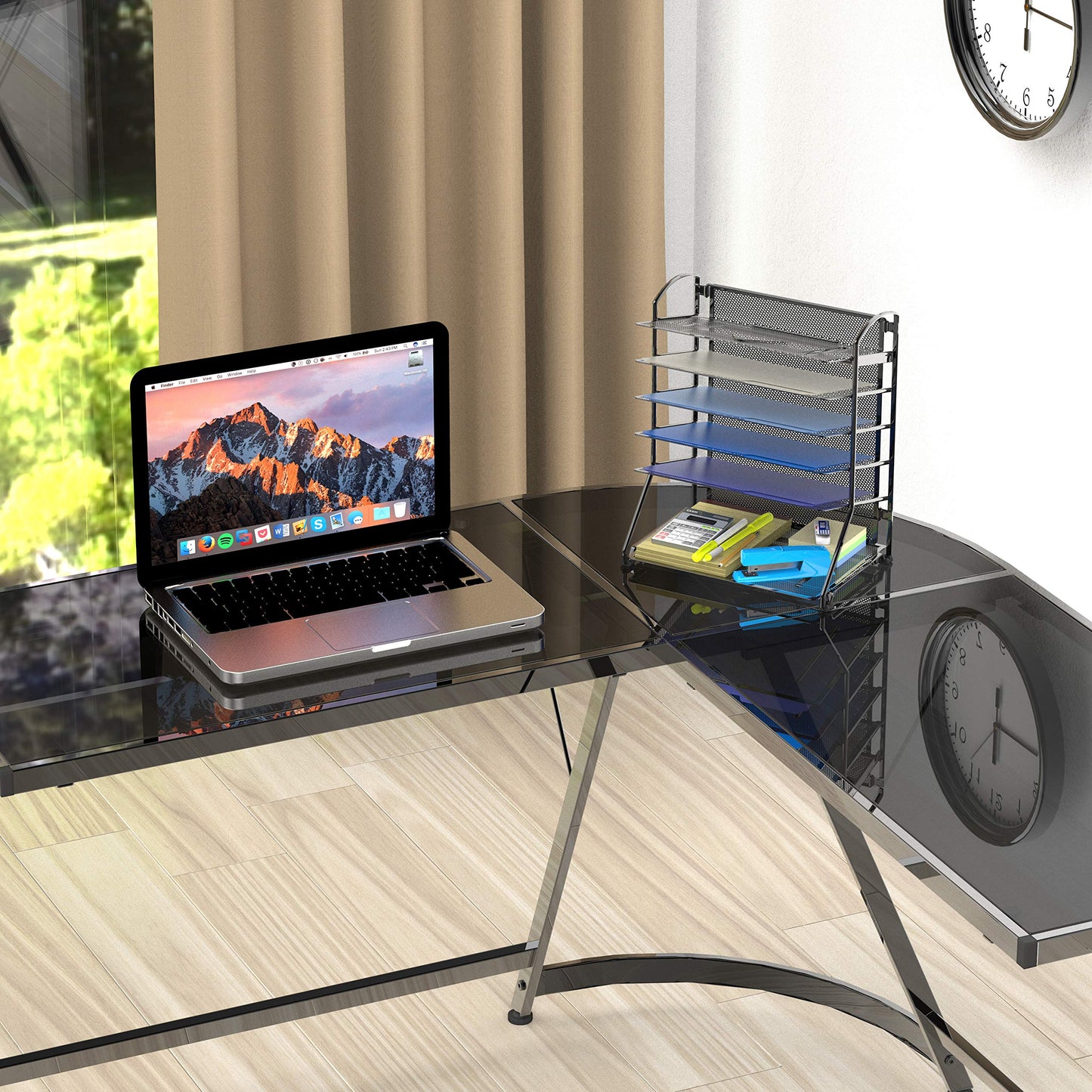 Simple Houseware 6-Tier Desk Organizer & Sliding Paper Tray, Black