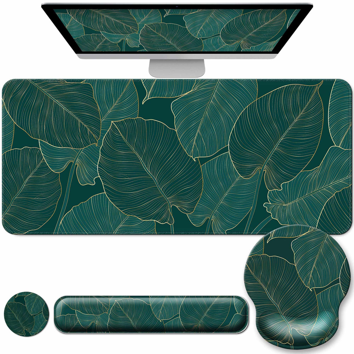 VINEBURY Desk Mat Set Keyboard and Mouse Pad with Wrist Rest Support
