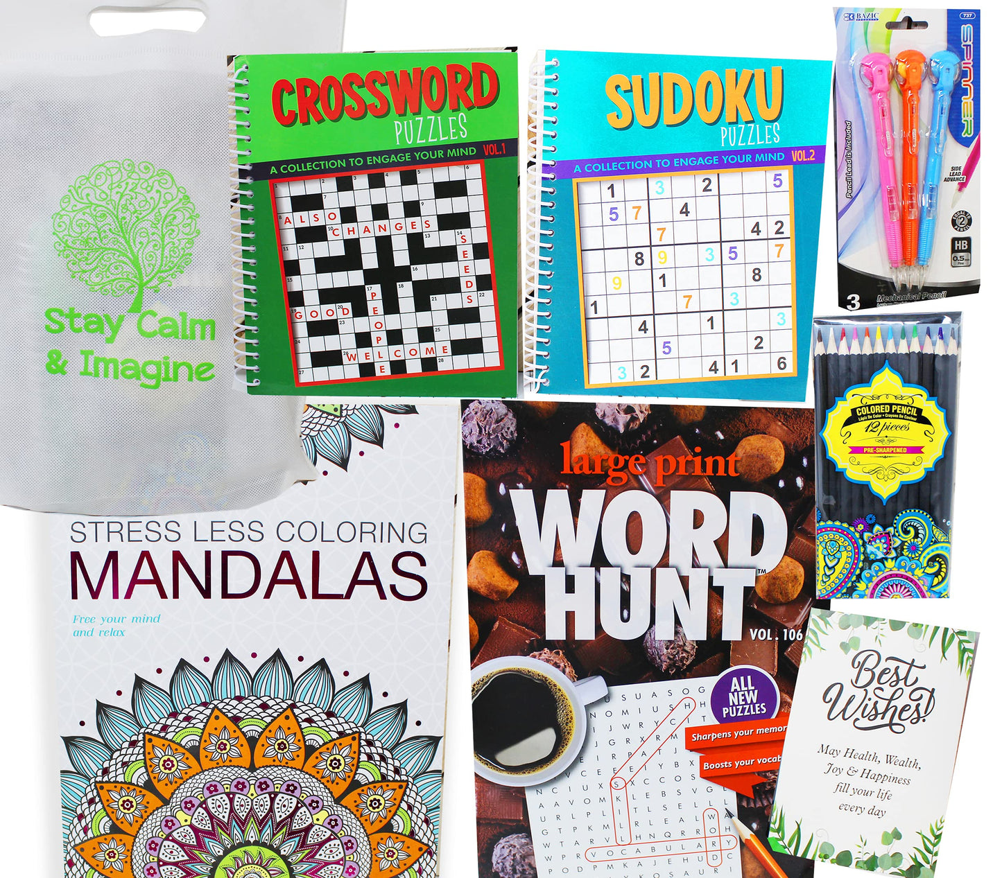 Get Well Soon Art kit home activities adult coloring books & pencils care package | Gift basket