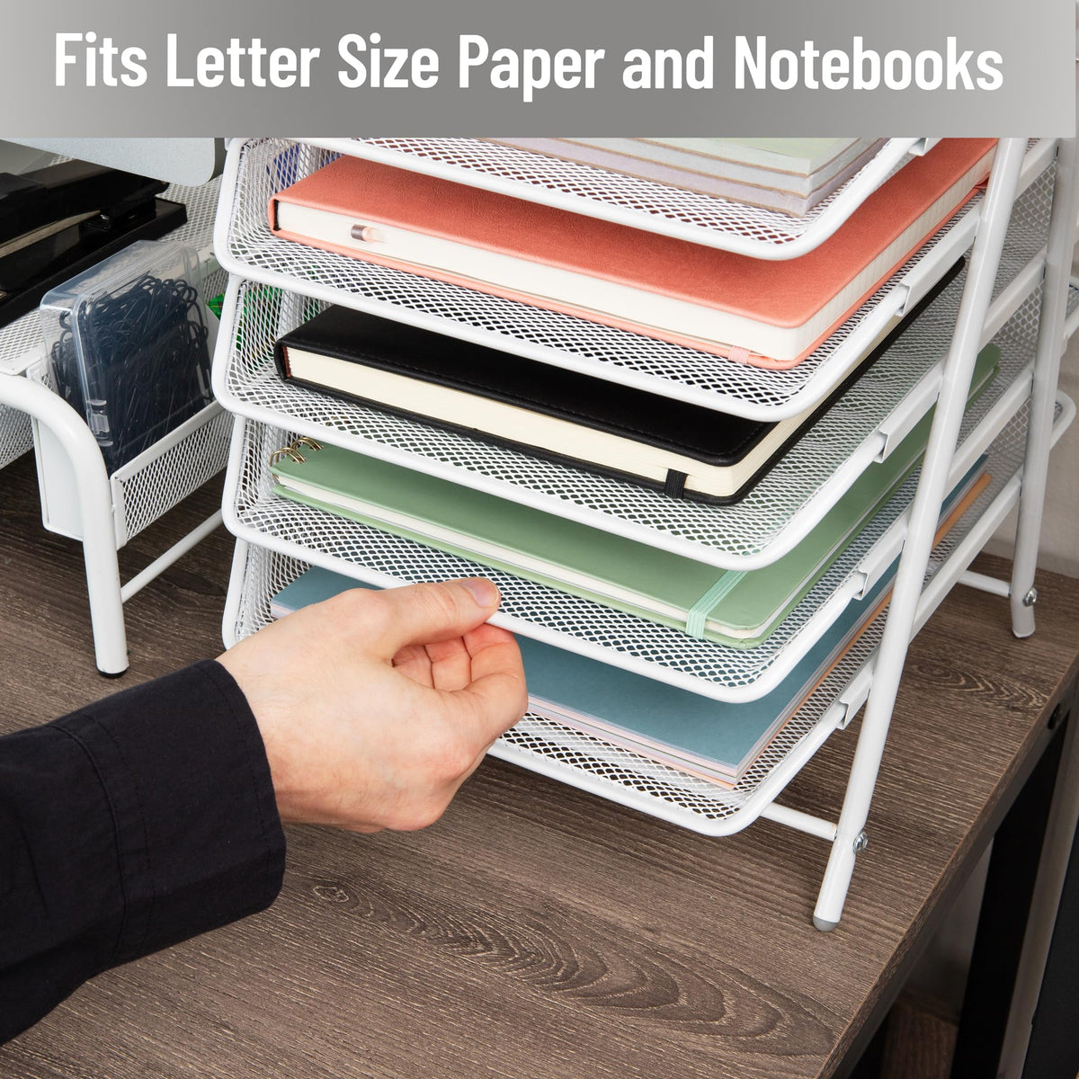 Mind Reader 5-Tier Paper Tray Organizer, White