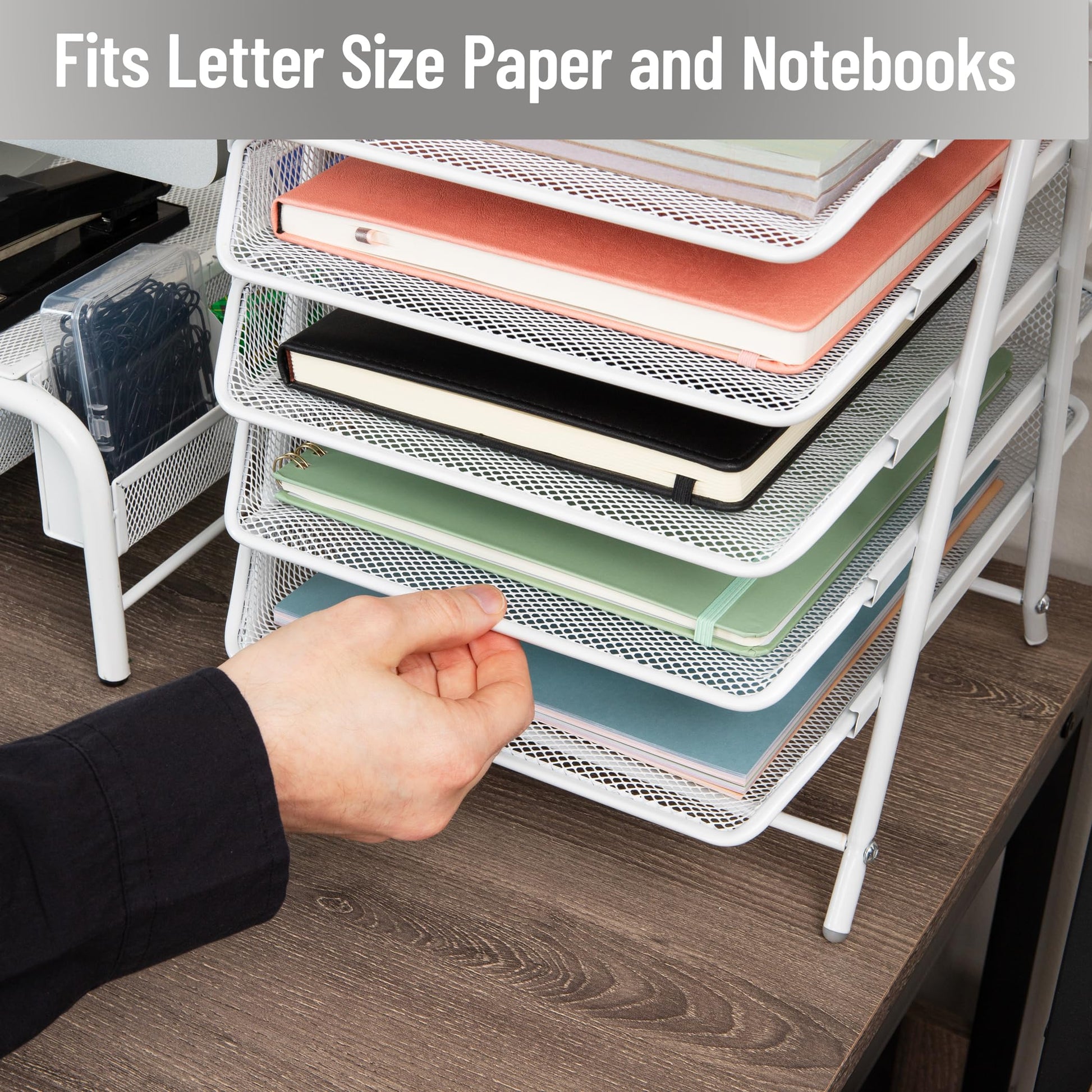 Mind Reader 5-Tier Paper Tray Organizer, White
