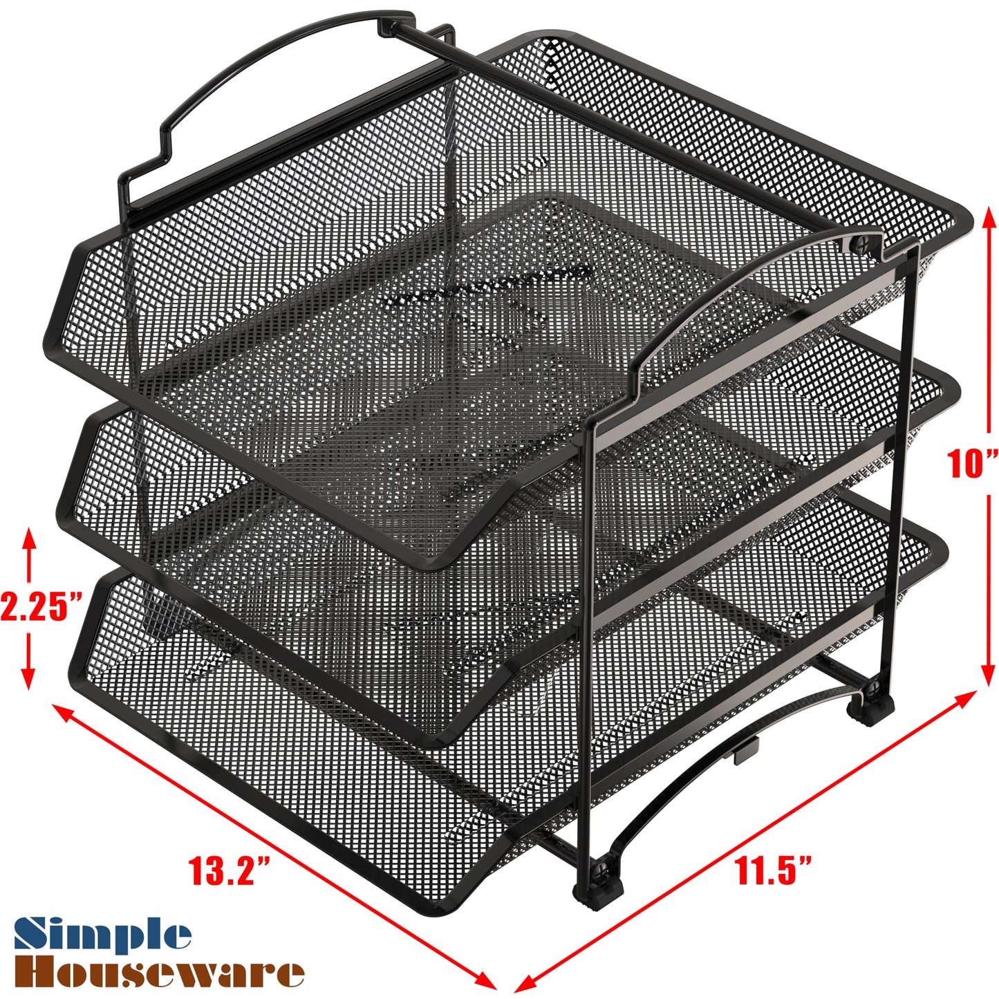 Simple Houseware 3 Tier Paper Organizer, in Out Trays for Desk, Black