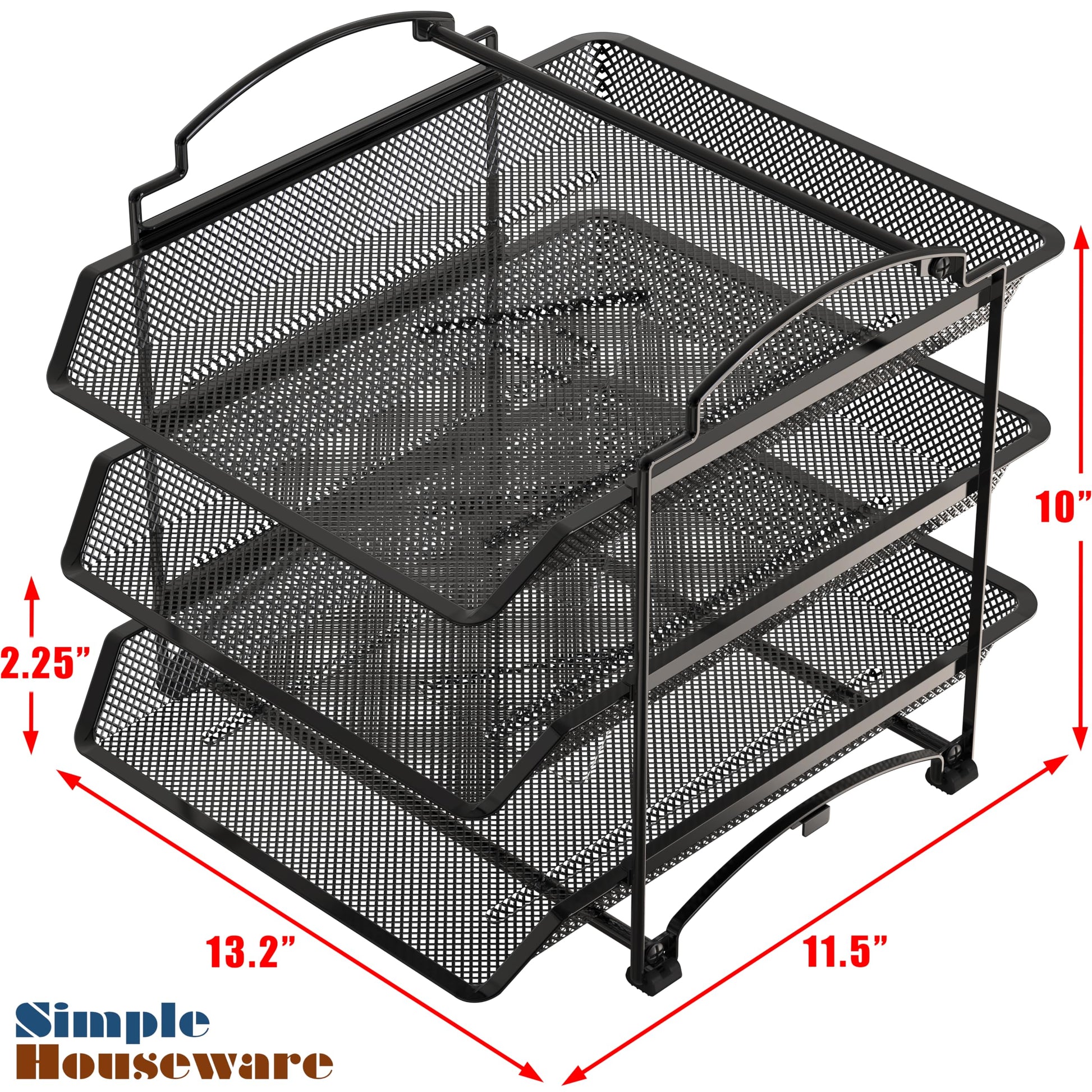 Simple Houseware 3 Tier Paper Organizer, in Out Trays for Desk, Black
