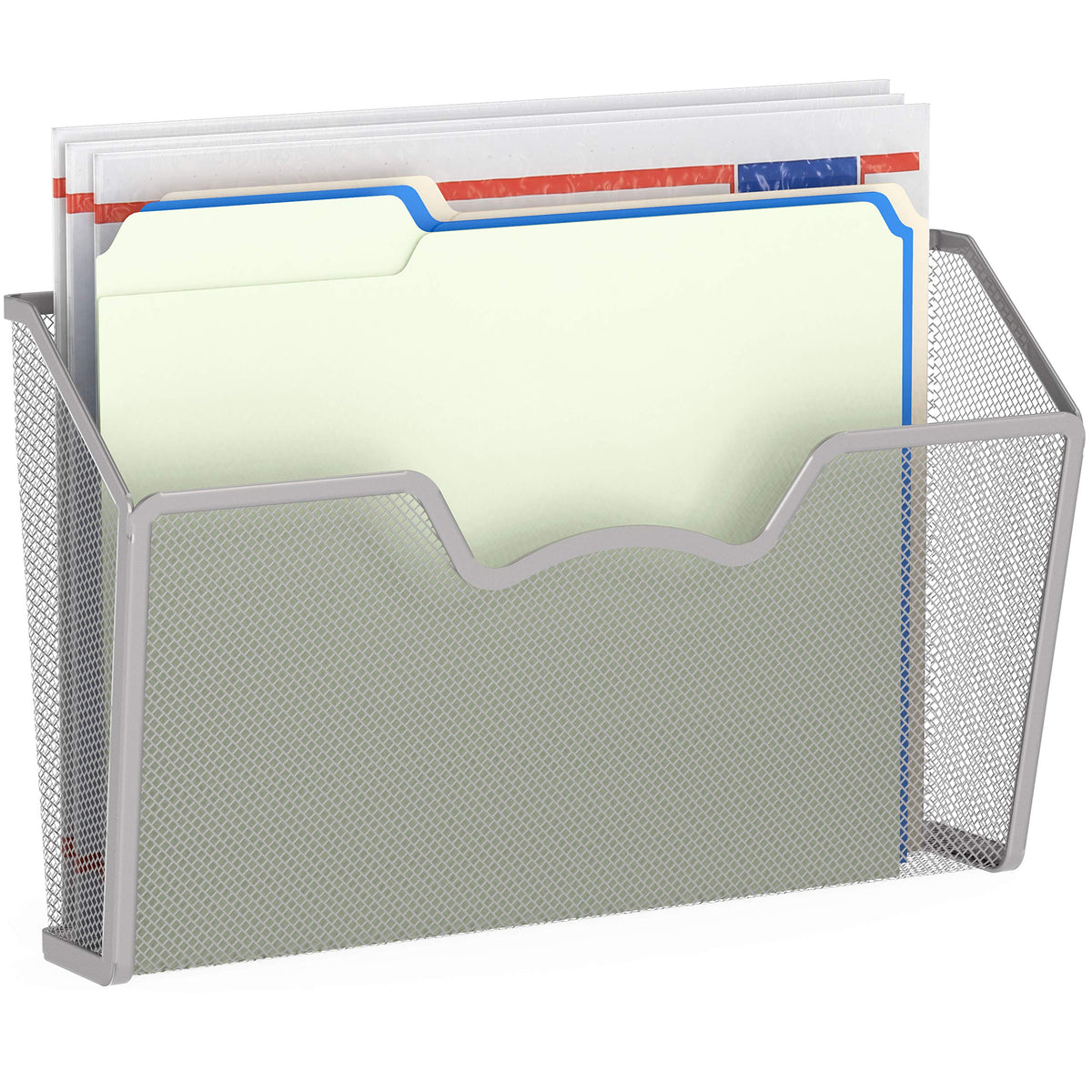 Simple Houseware Wall Mount Single Pocket File Holder, 3-Pack, Silver