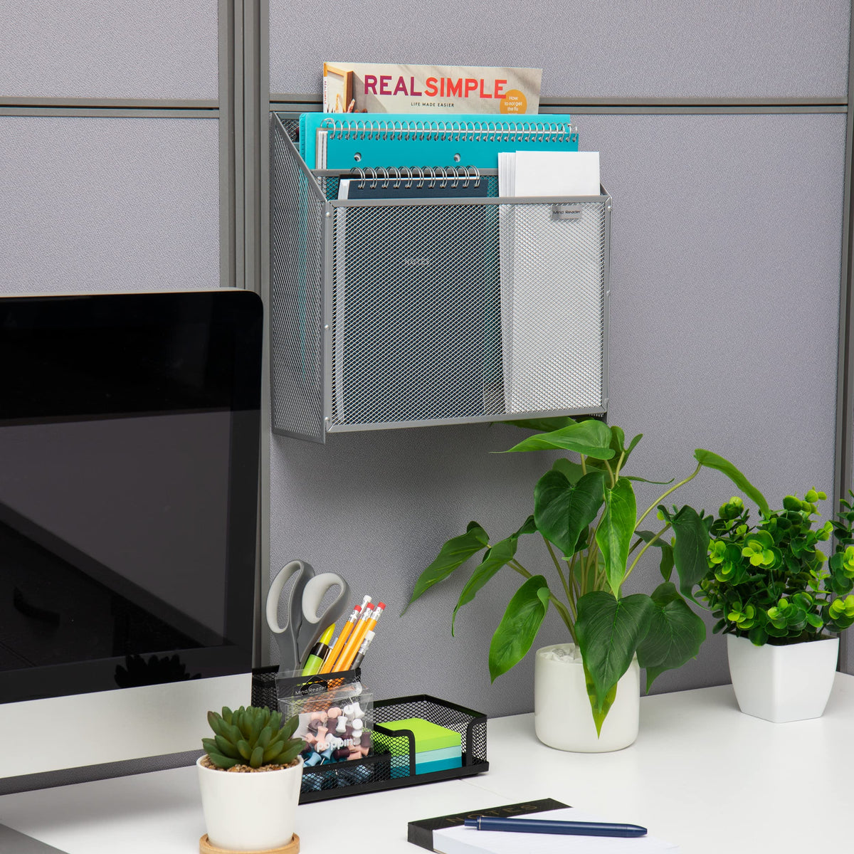 Mind Reader Vertical File Storage, Desktop Organizer, Wall Mount, Office, Metal Mesh, 12.5"L x