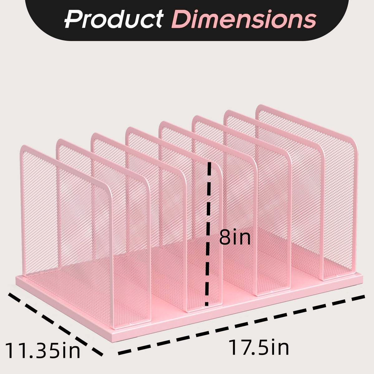 Kuntine.B 7-Section Upright Desk File Organizer Pink 2 Pack