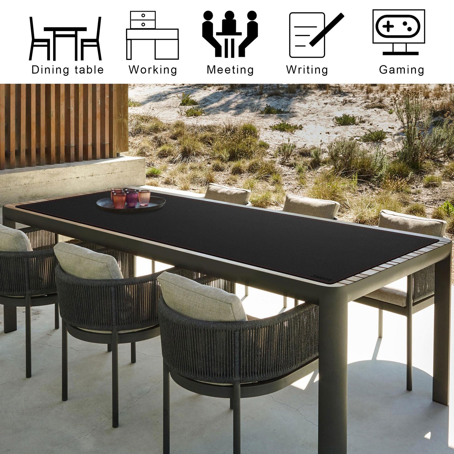 ZORESYN PU Leather Desk Mat 70.9" x 23.6" Black