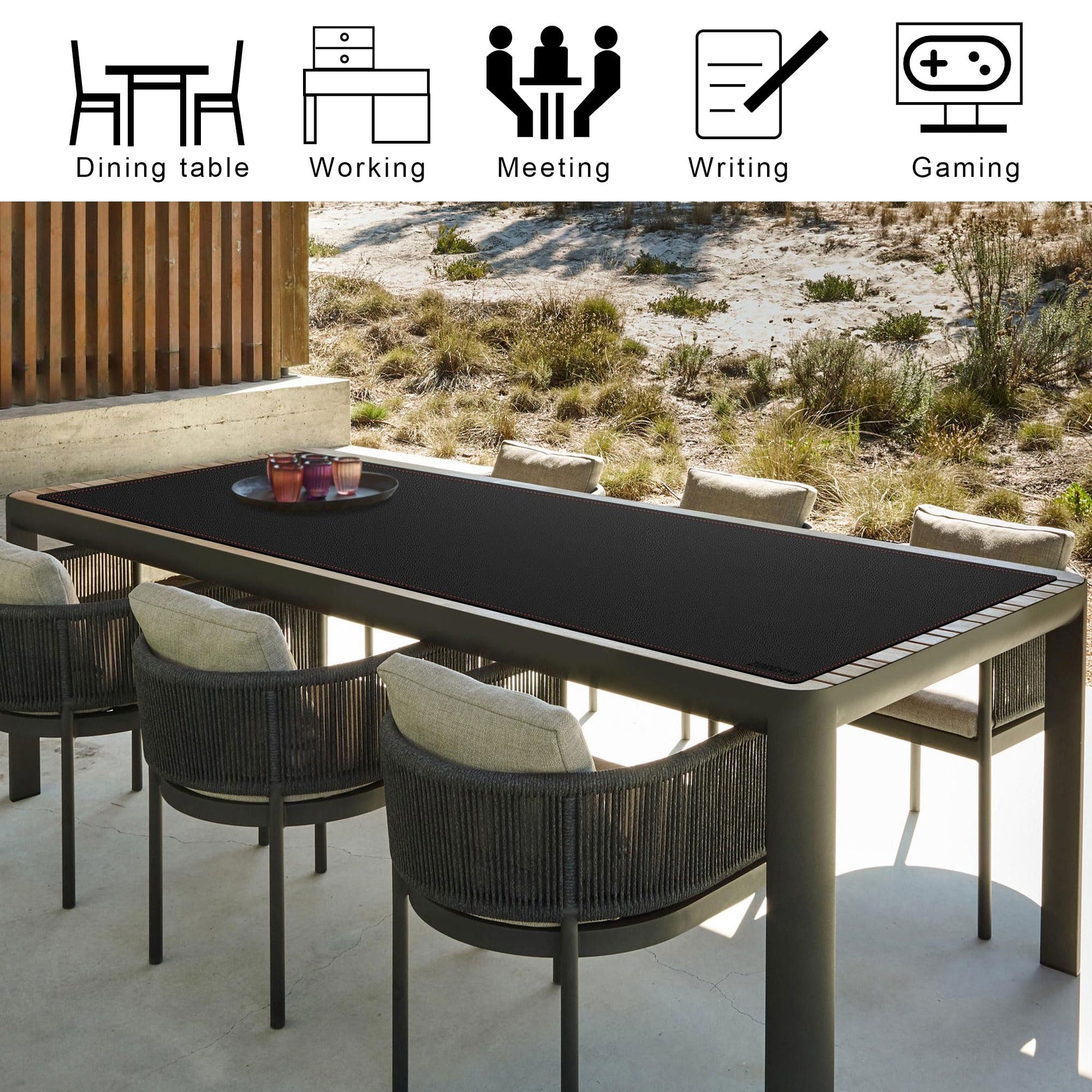 ZORESYN PU Leather Desk Mat 70.9" x 23.6" Black