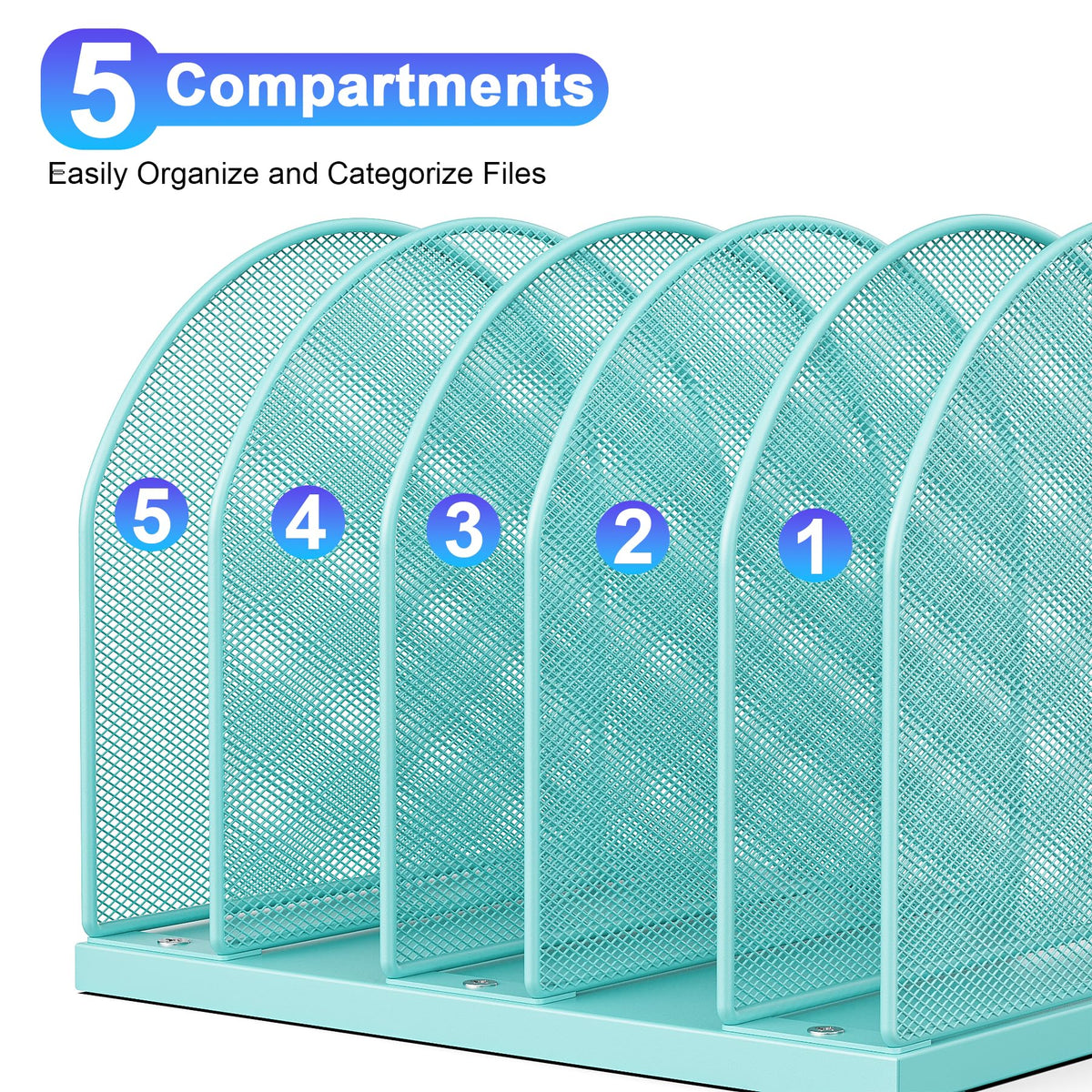 gianotter Desktop File Organizer with 5 Compartments