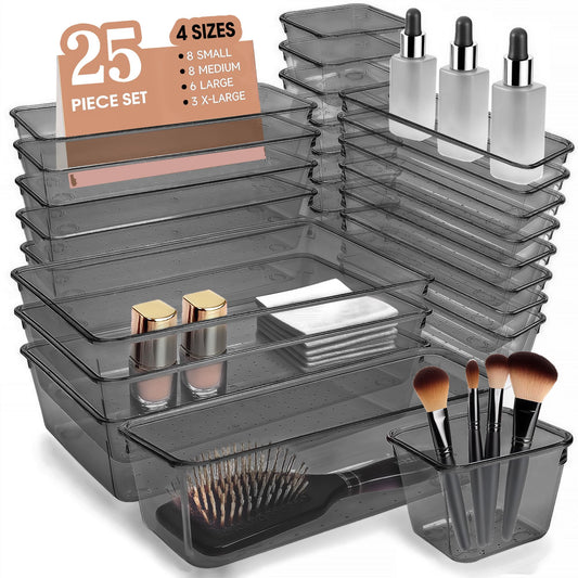 Trotianingyu Kitchen Desk Drawer Organizers Storage for Office, Small Acrylic Vanity Trays Makeup