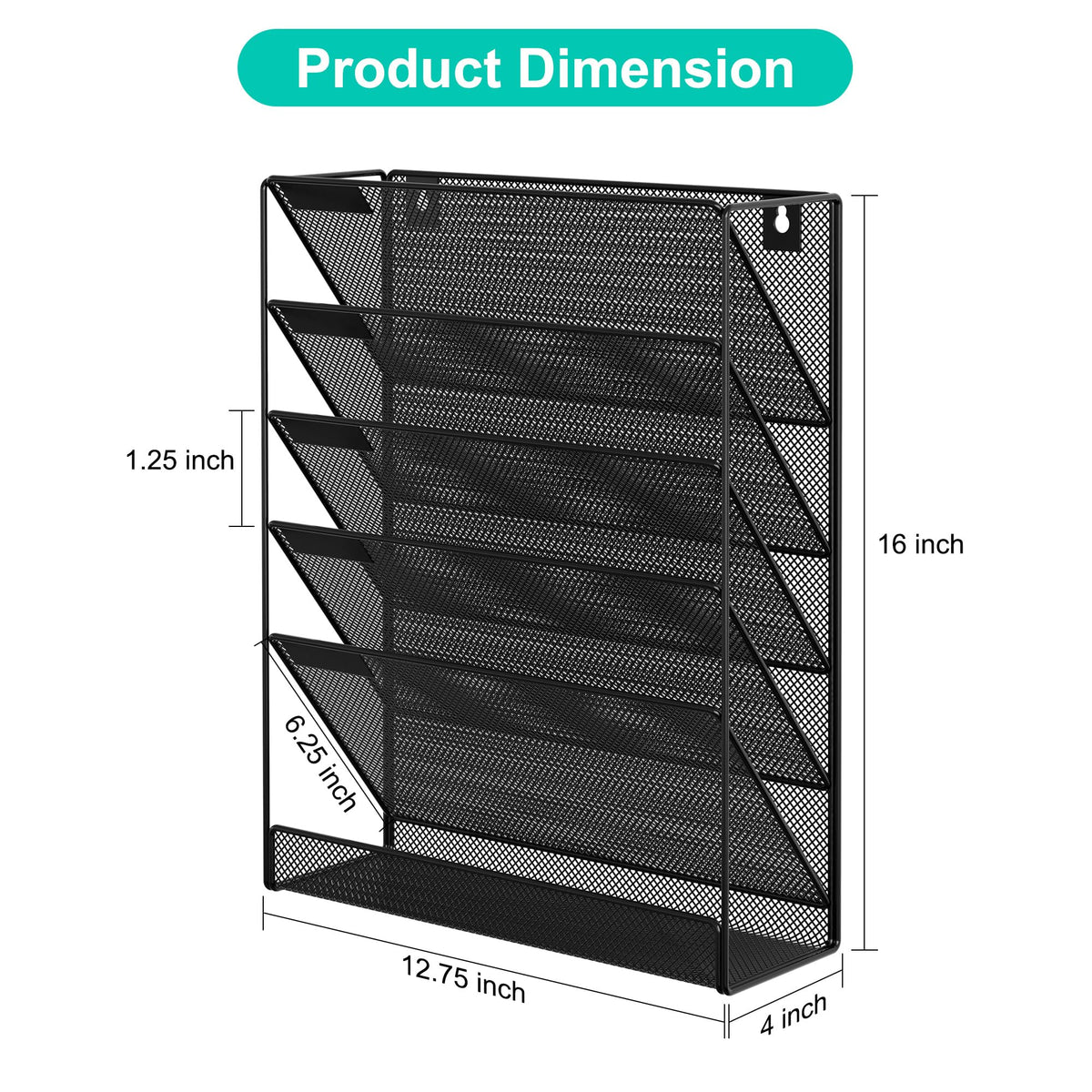 EasyPAG 5 Tier Wall File Holder, Mesh Hanging Folder Organizer with Classify Label, Versatile Desk