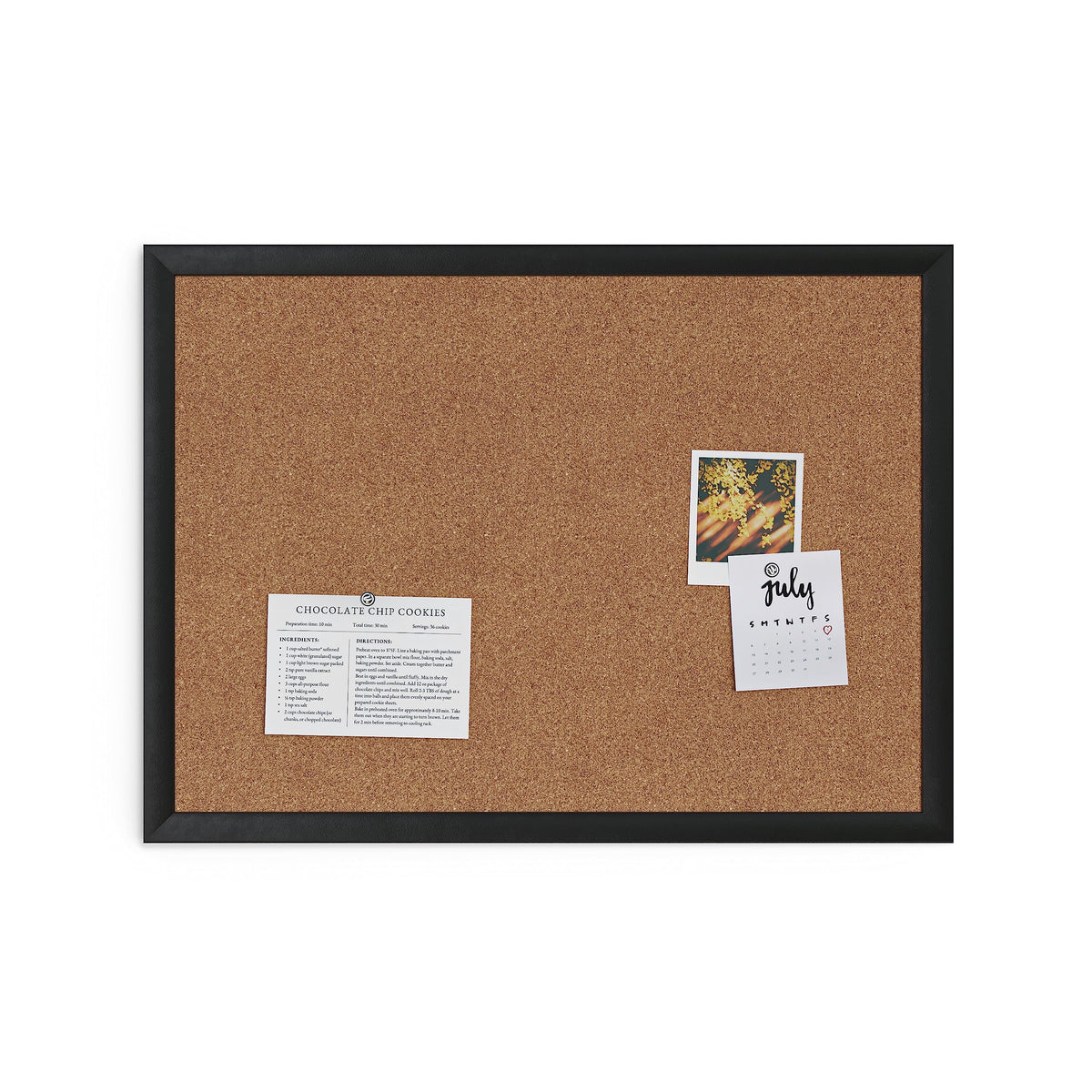 U Brands Cork Bulletin Board, 17" x 23", Black Wood Frame