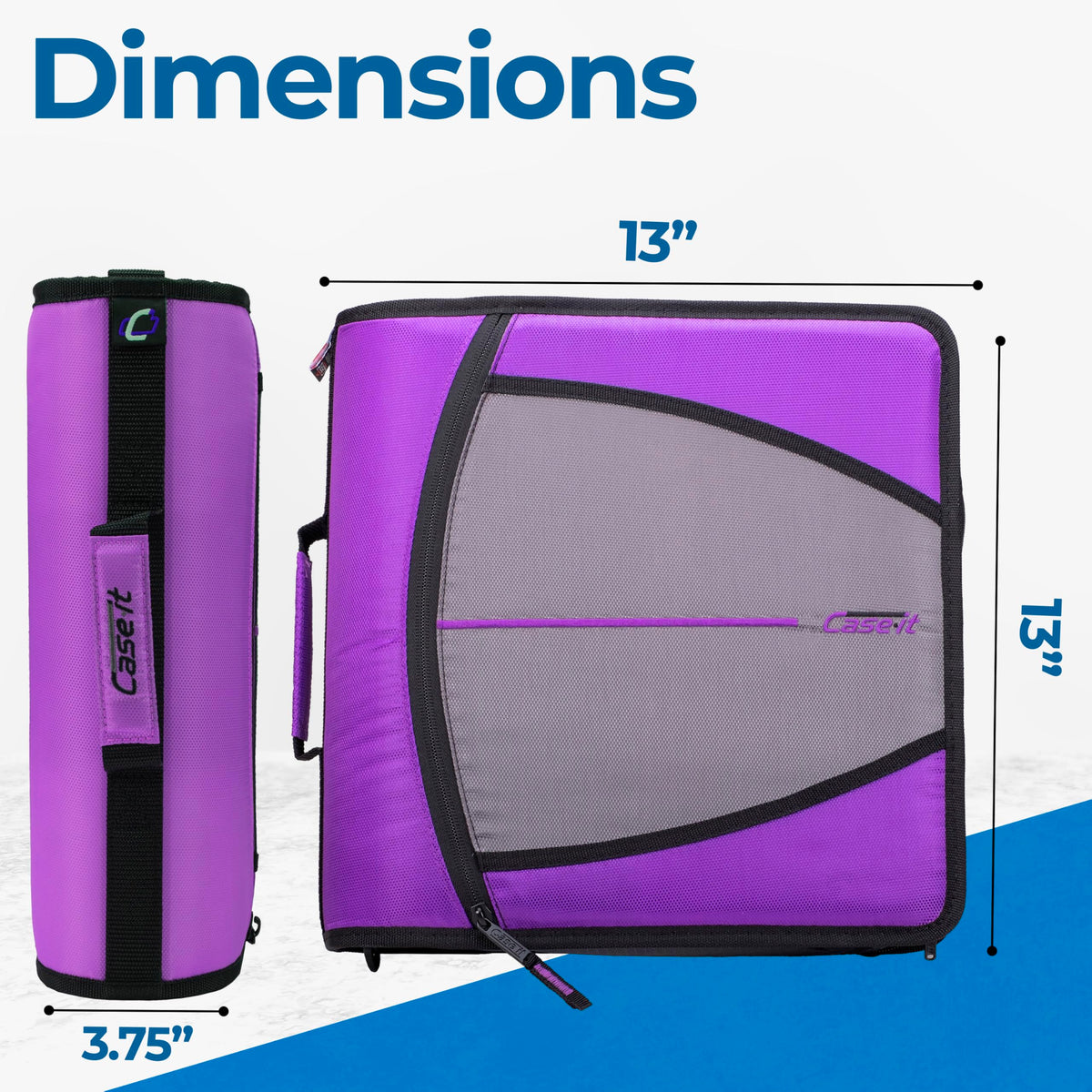 Case-it School Zipper Binder | 3" O-Rings | 600-Sheet | D-146 Deep Purple