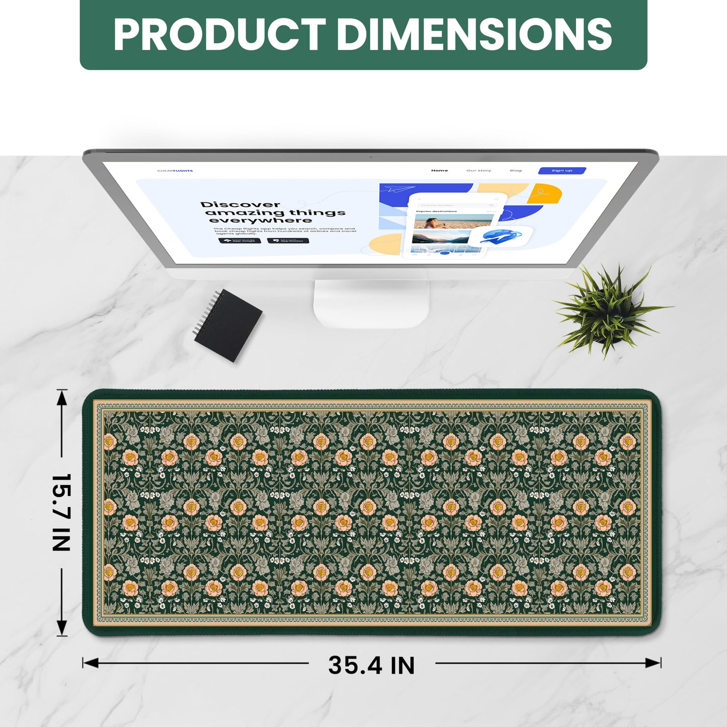 ZapDesk Large Desk Mat, Extended Mouse Pad for Desktop, 35.4" x 15.7"