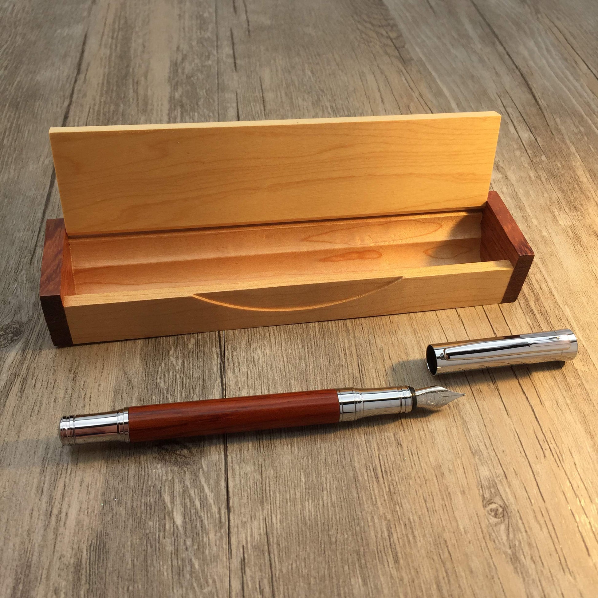 LACHIEVA LUX Rosewood Fountain Pen, German Fine Nib, Smooth Ink Flow, Wooden Gift Box with