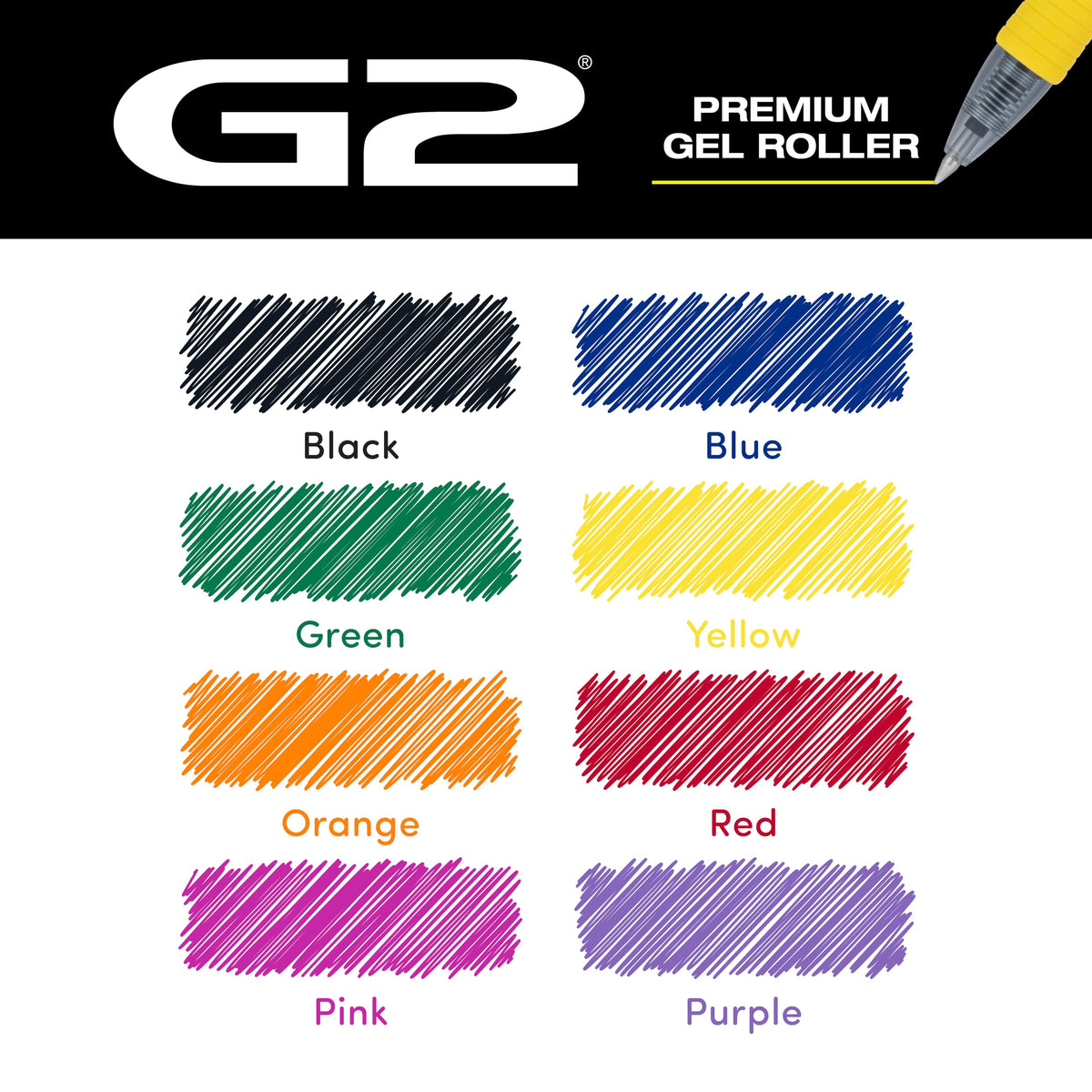 PILOT G2 Premium Gel Roller Pens, Rainbow Assorted Color Inks 0.7mm, 8 Pack