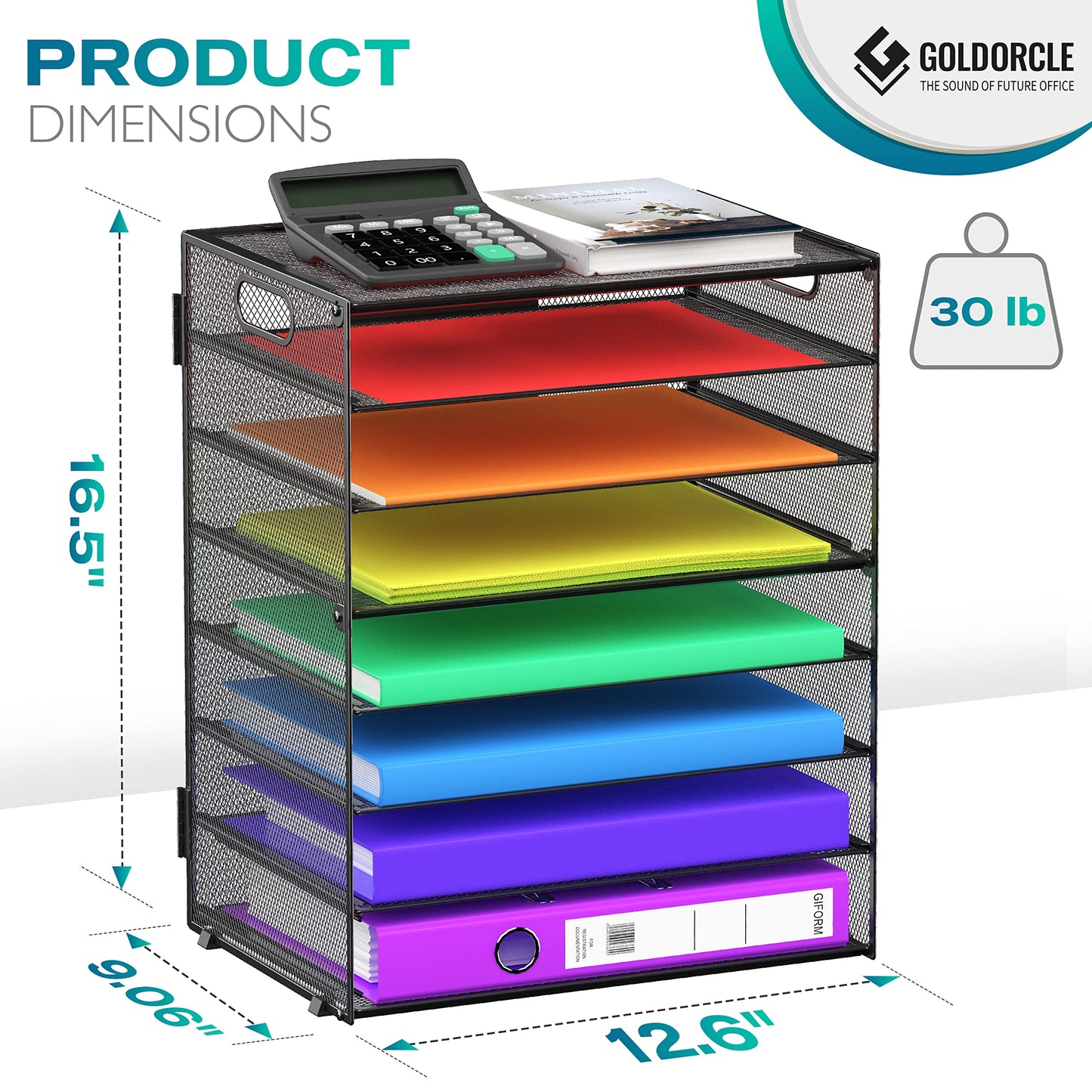 8 Tier Paper Letter Tray Organizer with Handles, Mesh Desk File Holder Storage Organization for