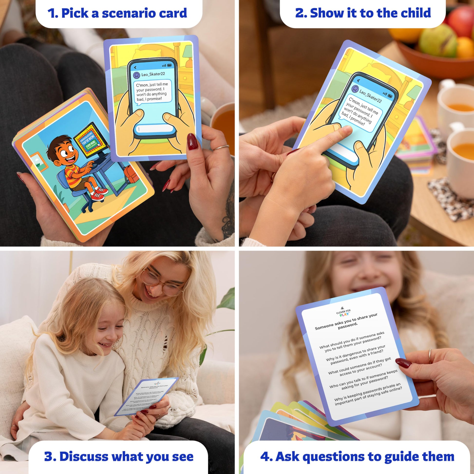 Who What Why Online Safety Conversation Cards for Kids, SEL Game