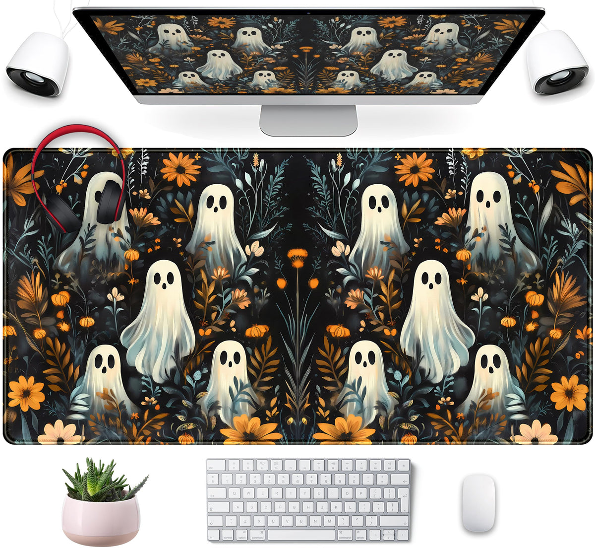 Retro Gothic Kawaii Desk Mat Cute Dark Academia Desk Pad Large Floral Mouse Pad XXL Gaming