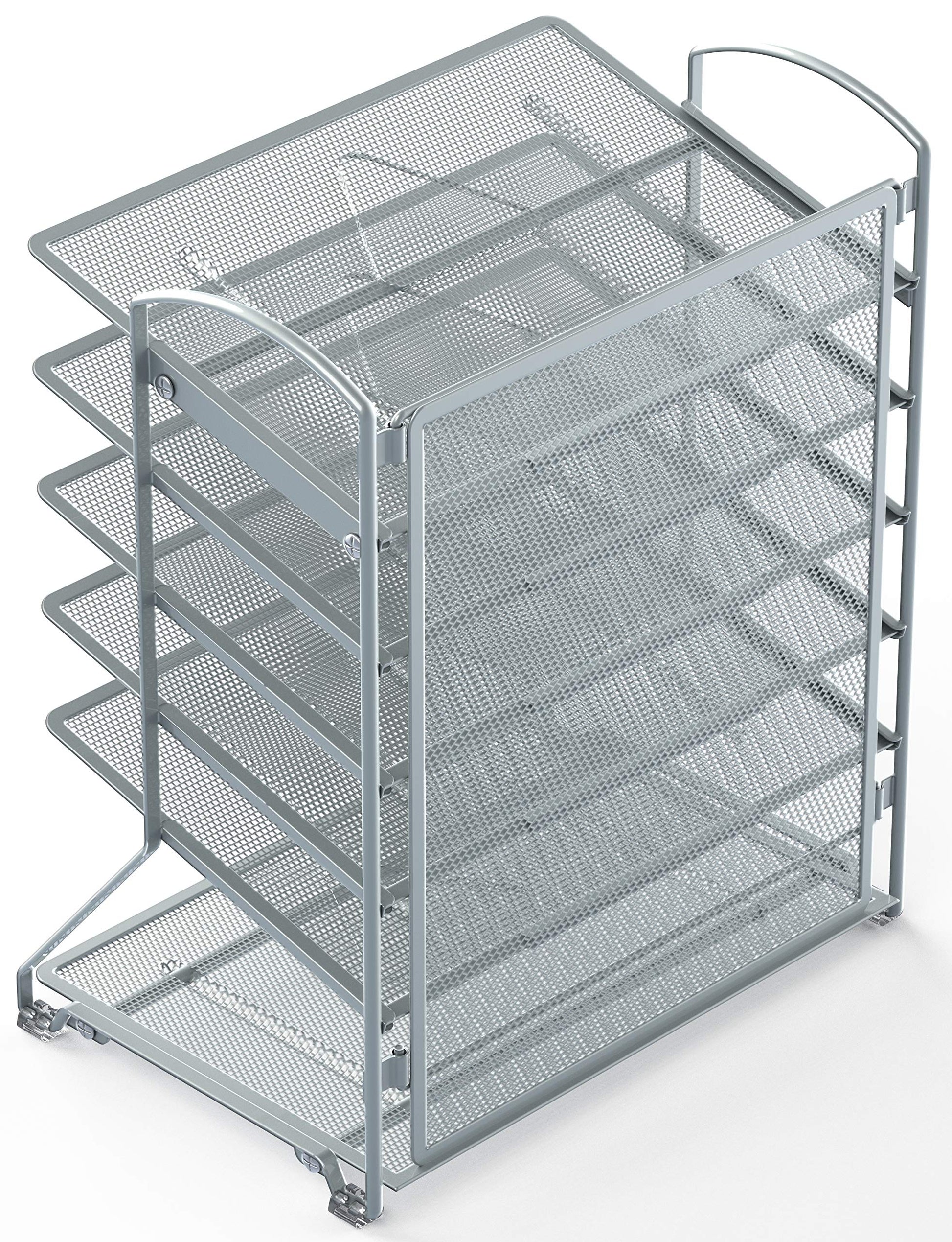 Simple Houseware 6-Tier Desk Organizer & Sliding Paper Tray, Silver