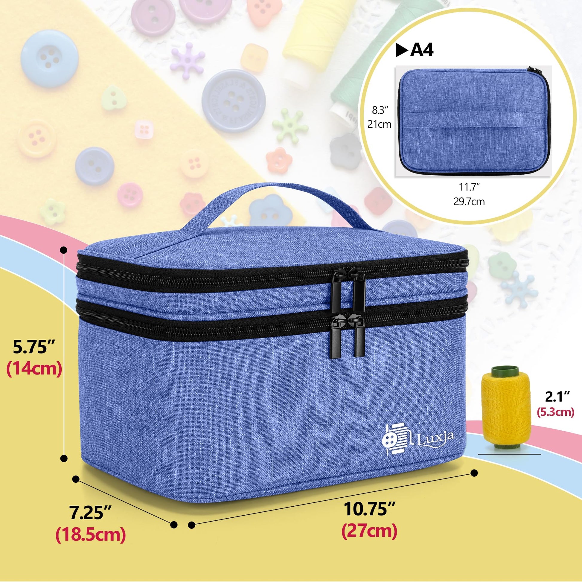 Luxja Double-Layer Large Sewing Organizer, Dark Blue