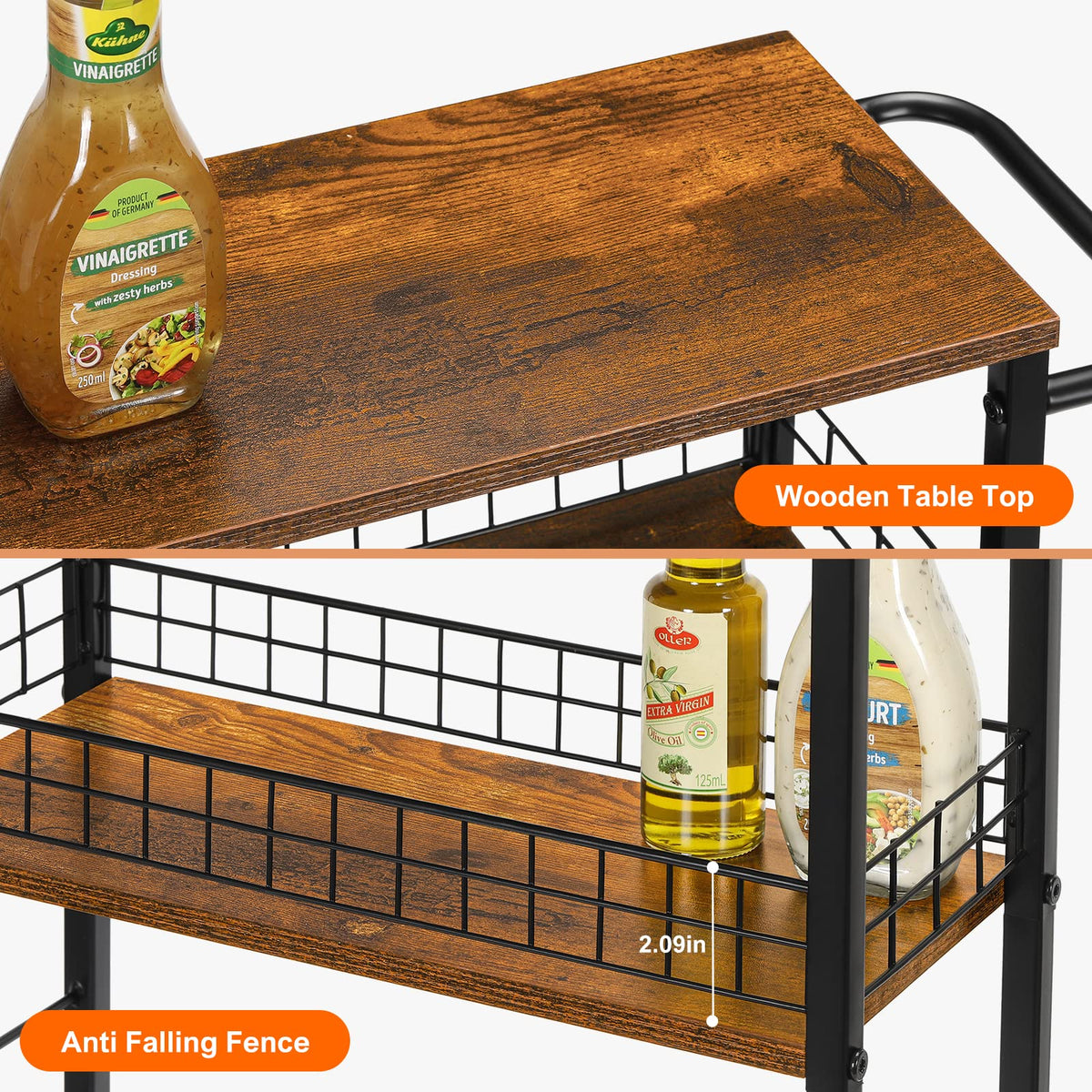 YBING Slim Storage Cart 4 Tier Narrow Kitchen Rolling Cart
