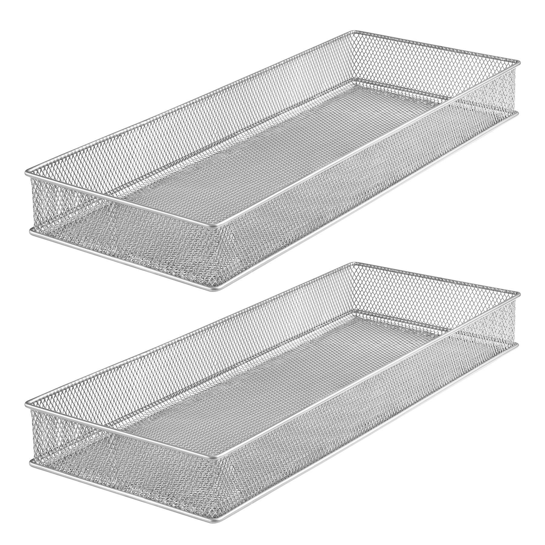 YBM HOME Silver Mesh Drawer Cabinet and or Shelf Organizer Bins, School Supply Holder Office