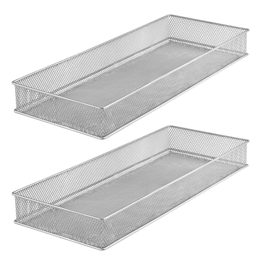 YBM HOME Silver Mesh Drawer Cabinet and or Shelf Organizer Bins, School Supply Holder Office