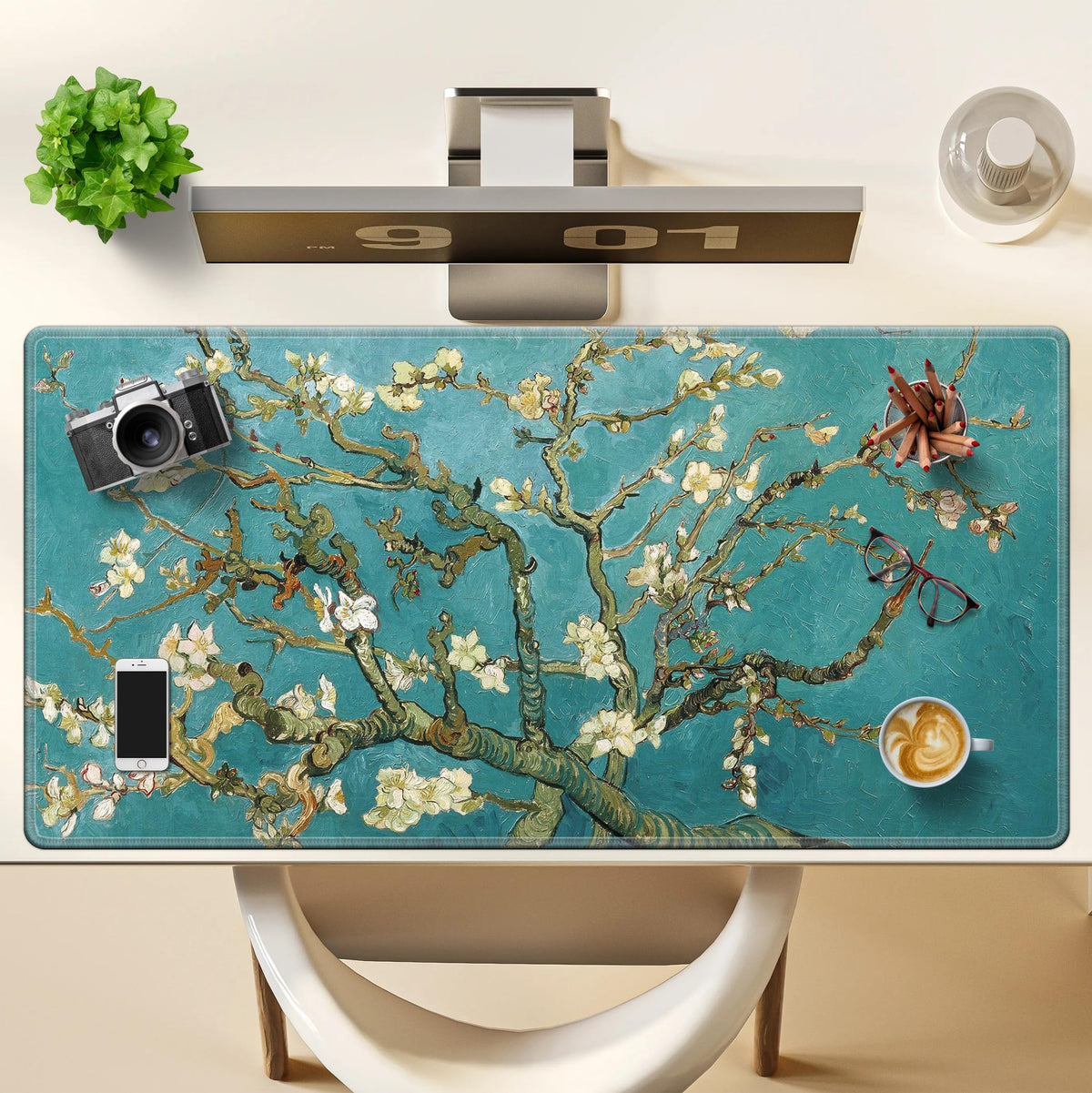 LL-COEUR XXL Landscape Gaming Mouse Pad Computer Keyboard Mat Office Desk Pad (Apricot, 39.3" x