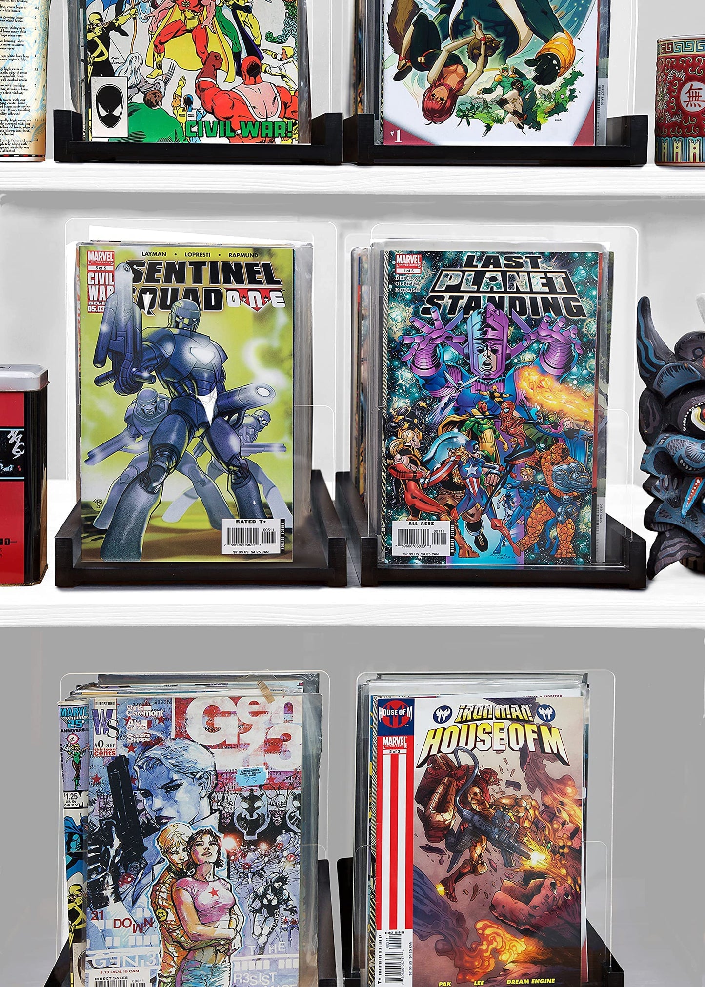 Komiq Patented Comic Book Storage Holder – Wooden & Acrylic Display Box/Case for Collectors