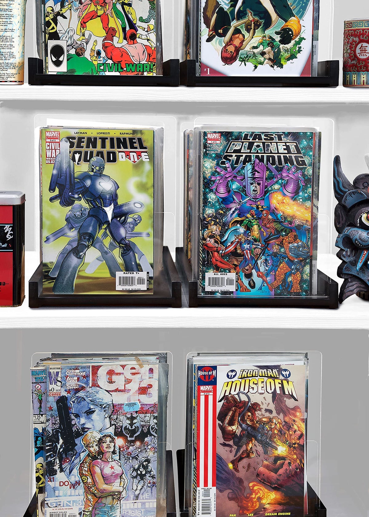 Komiq Patented Comic Book Storage Holder – Wooden & Acrylic Display Box/Case for Collectors