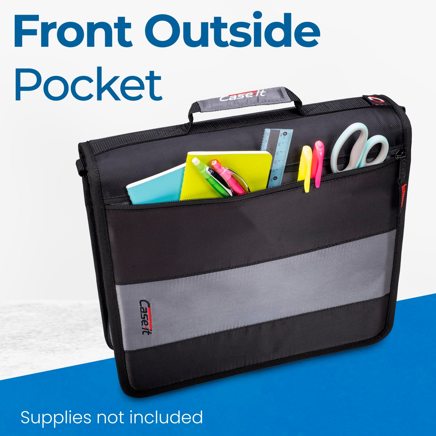 Case-it School Zipper Binder | 2-Inch O-Rings | 350-Sheet | D-251 Jet Black