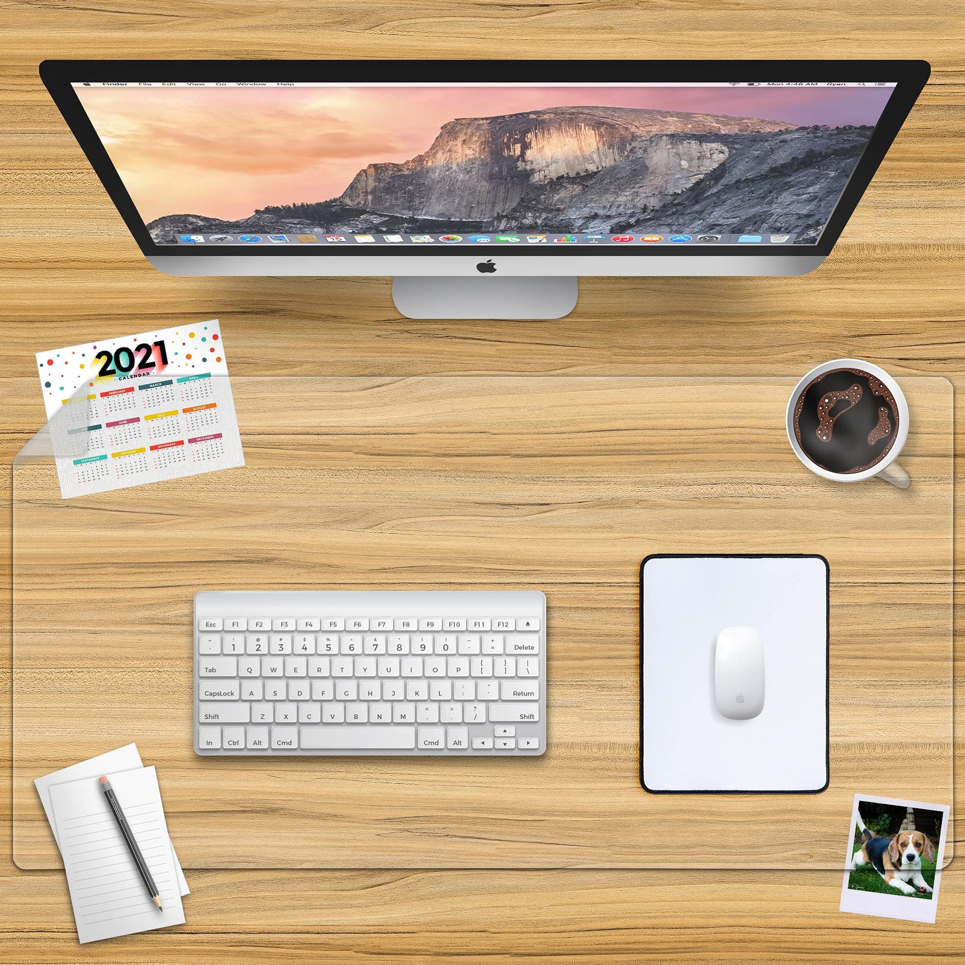 Awnour Clear Desk Mat on top of desks - 36 x 17 inches - Clear Transparent Plastic Desk Protector