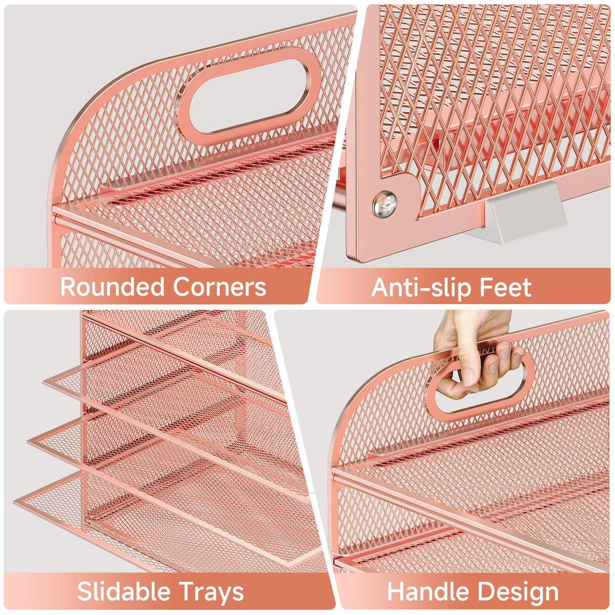 Kinkota Paper Organizer Letter Tray with Handle Mesh 5 Trays
