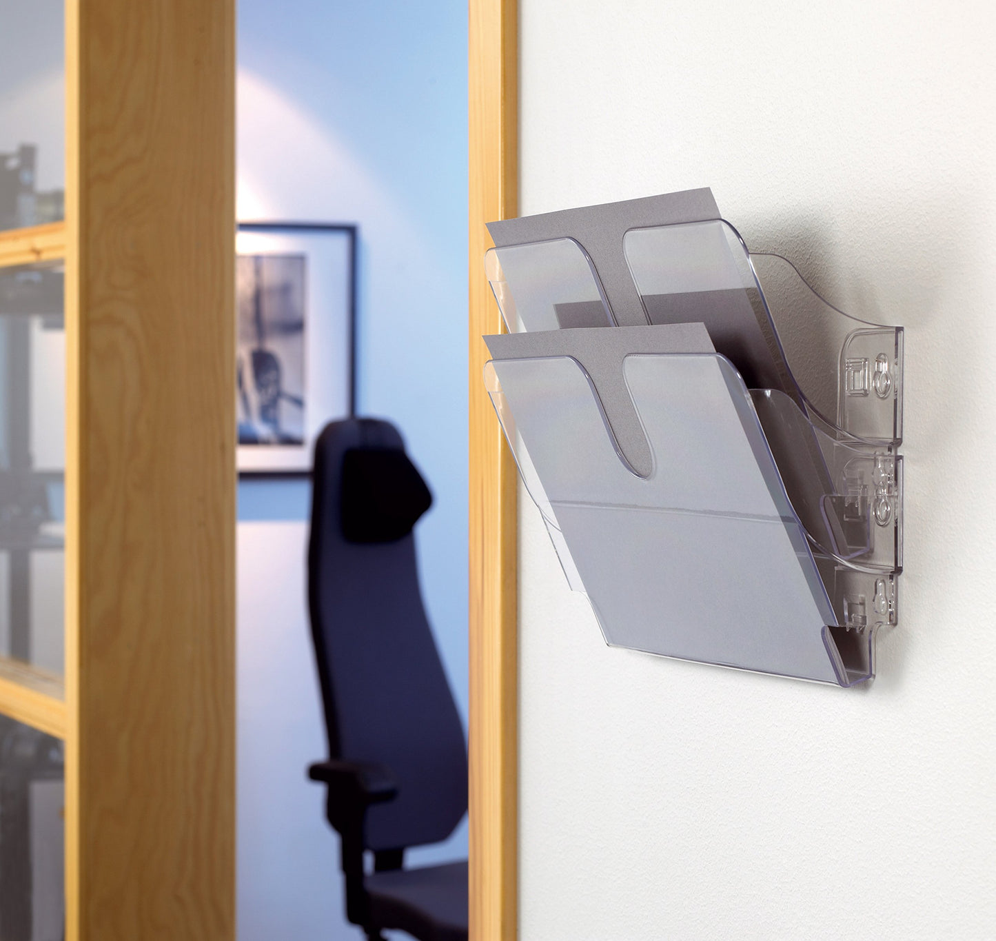 Durable FlexiPlus 2 1709014400 Literature Holder with 2 Compartments A4 Landscape - Transparent
