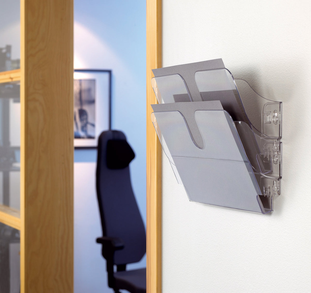 Durable FlexiPlus 2 1709014400 Literature Holder with 2 Compartments A4 Landscape - Transparent