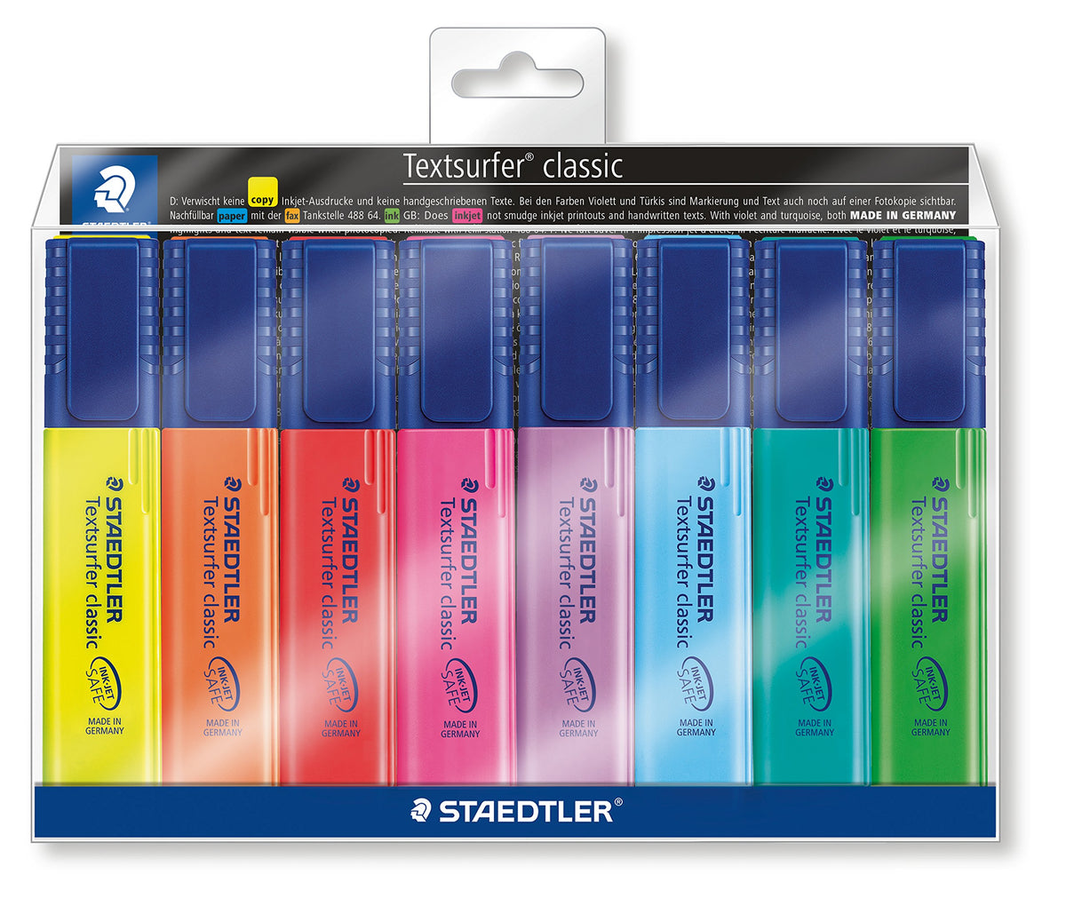 Staedtler Textsurfer Classic Highlighter, Chisel Tip, Blue/Green/Orange/Pink/Purple/Red/Turquoise/Ye