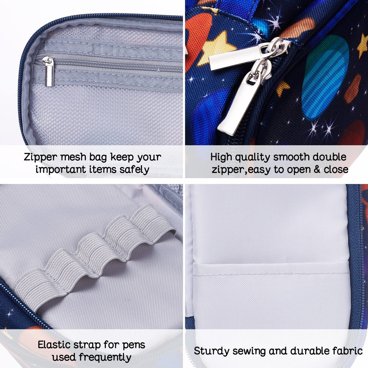 LParkin Galaxy Pencil Case for Boys Super Large Capacity 3 Compartments Space Pencil Pouch Space