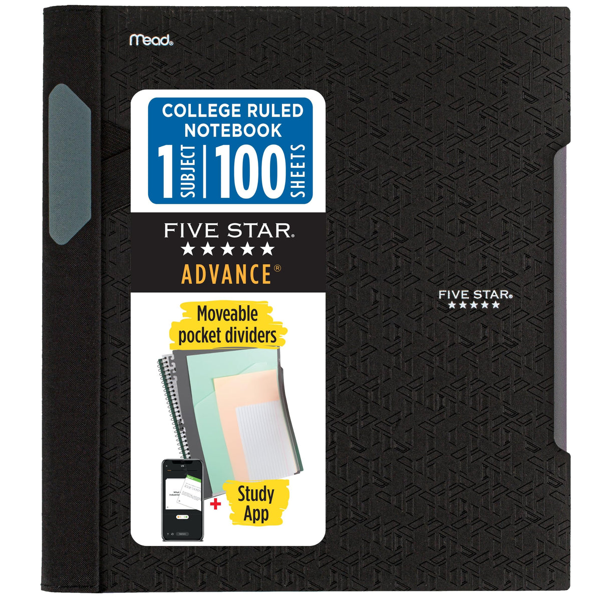 Five Star Advance Spiral Notebook + Study App, 1 Subject, College Ruled Paper, 8-1/2" x 11", 100