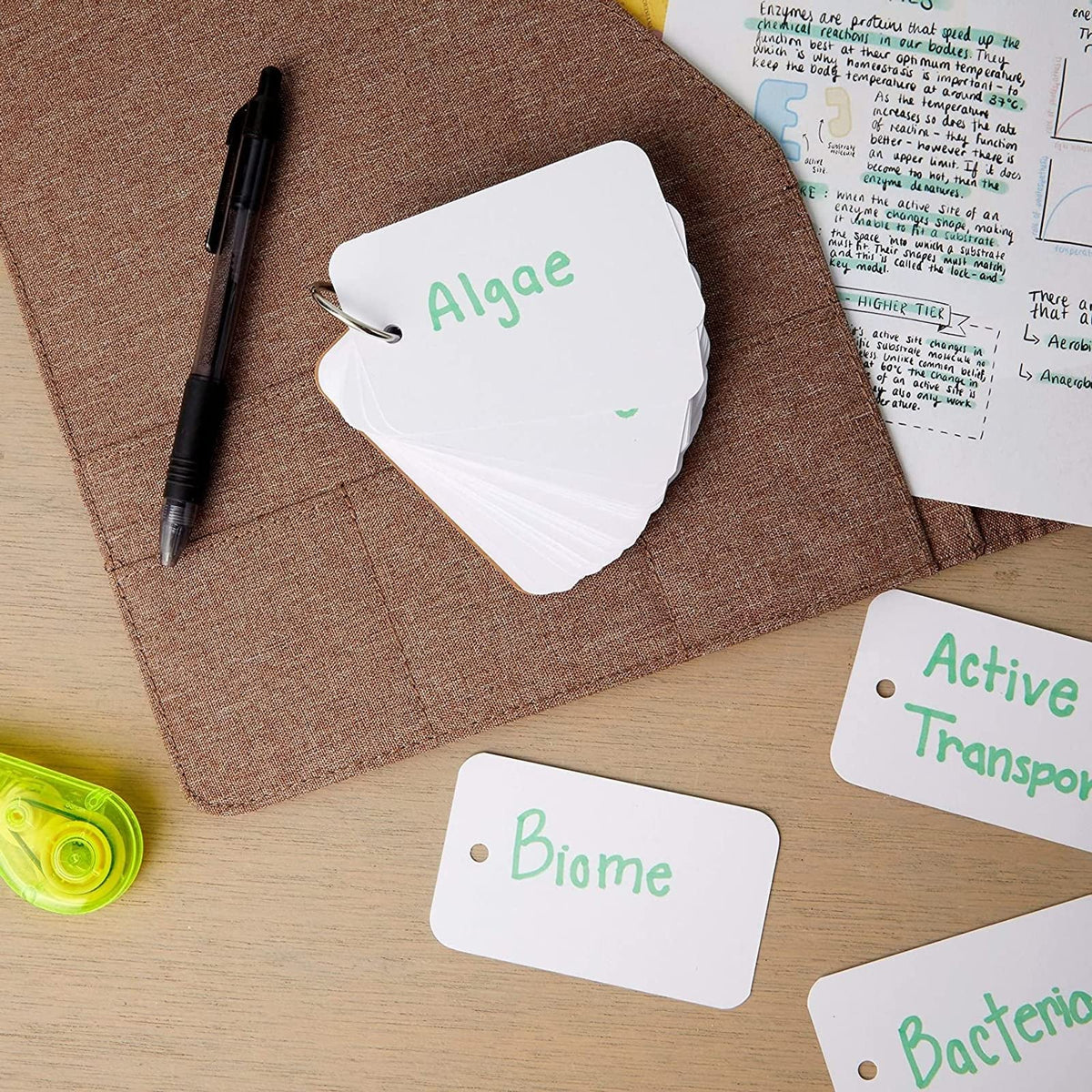 Blank Flash Cards - Notecards with Ring - Portable Mini Flashcards for Studying - Heavy 250 GSM