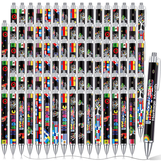 Cholemy 96 Pcs Hispanic Ballpoint Pens Bulk, Latino Flag Retractable Pen