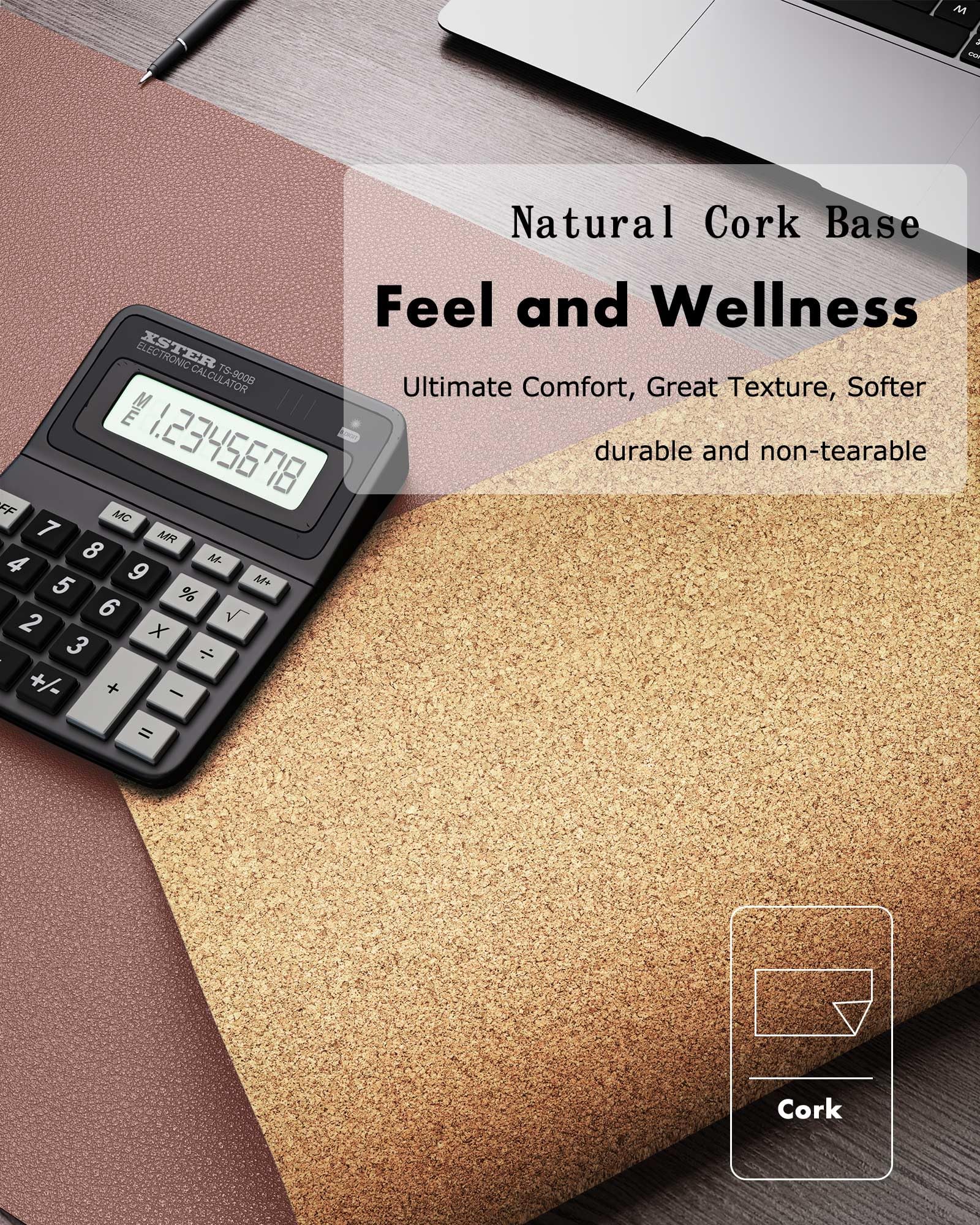 YSAGi Double-Sided Desk Pad, 35.4"x17" Leather Desk Mat, Eco Cork Desk Pad Protector,Large Mouse