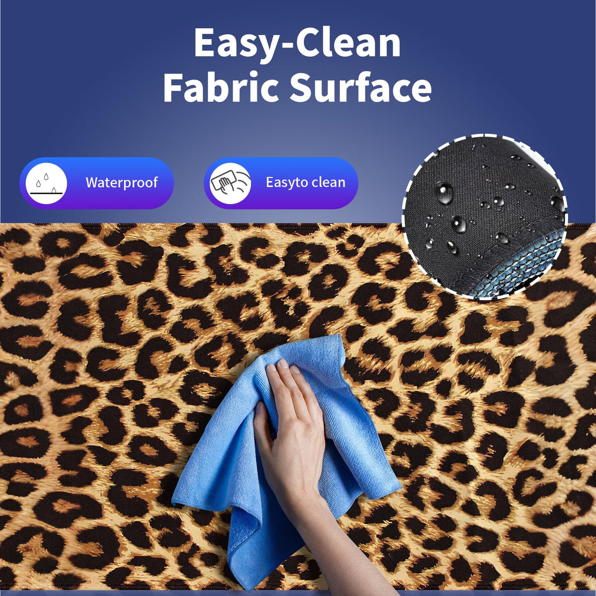 Retro Leopard Print Large Mouse Pad, Vintage Animal Skin Grain Desk Mat