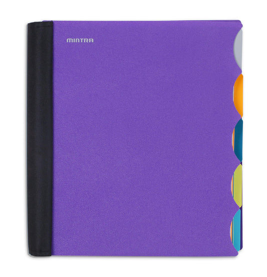Mintra Office Durable PREMIUM Spiral Notebook, ((Purple, 5 Subject, 8.5in x 11in)), Fabric Covered