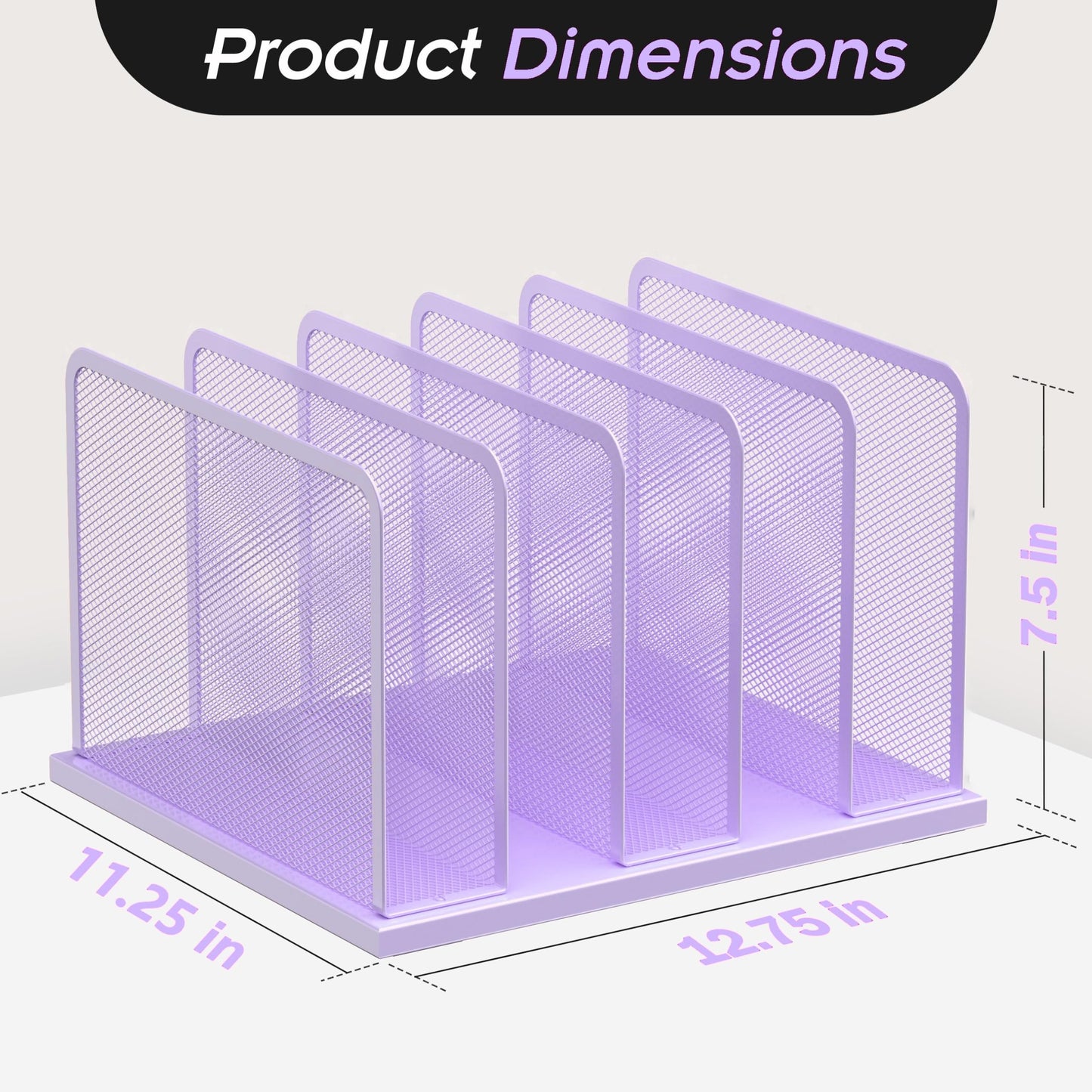 Kuntine.B 5-Section Upright Desk File Organizer Purple 1 Pack