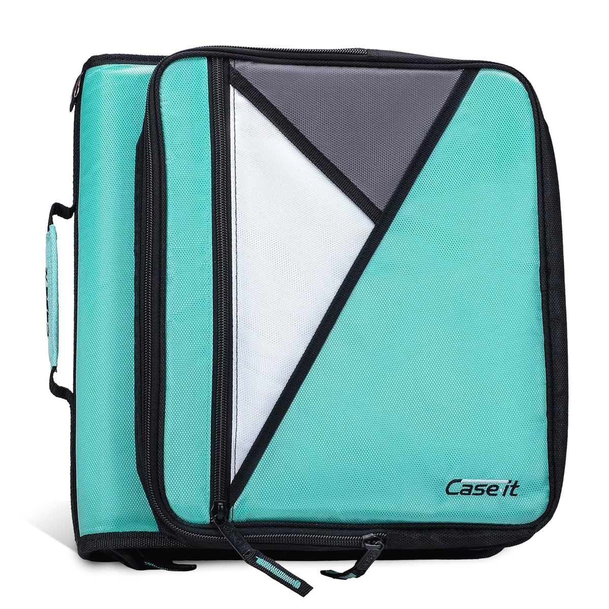 Case-it School Zipper Binder | 2" O-Rings | 400-Sheet | LT-007 Spearmint