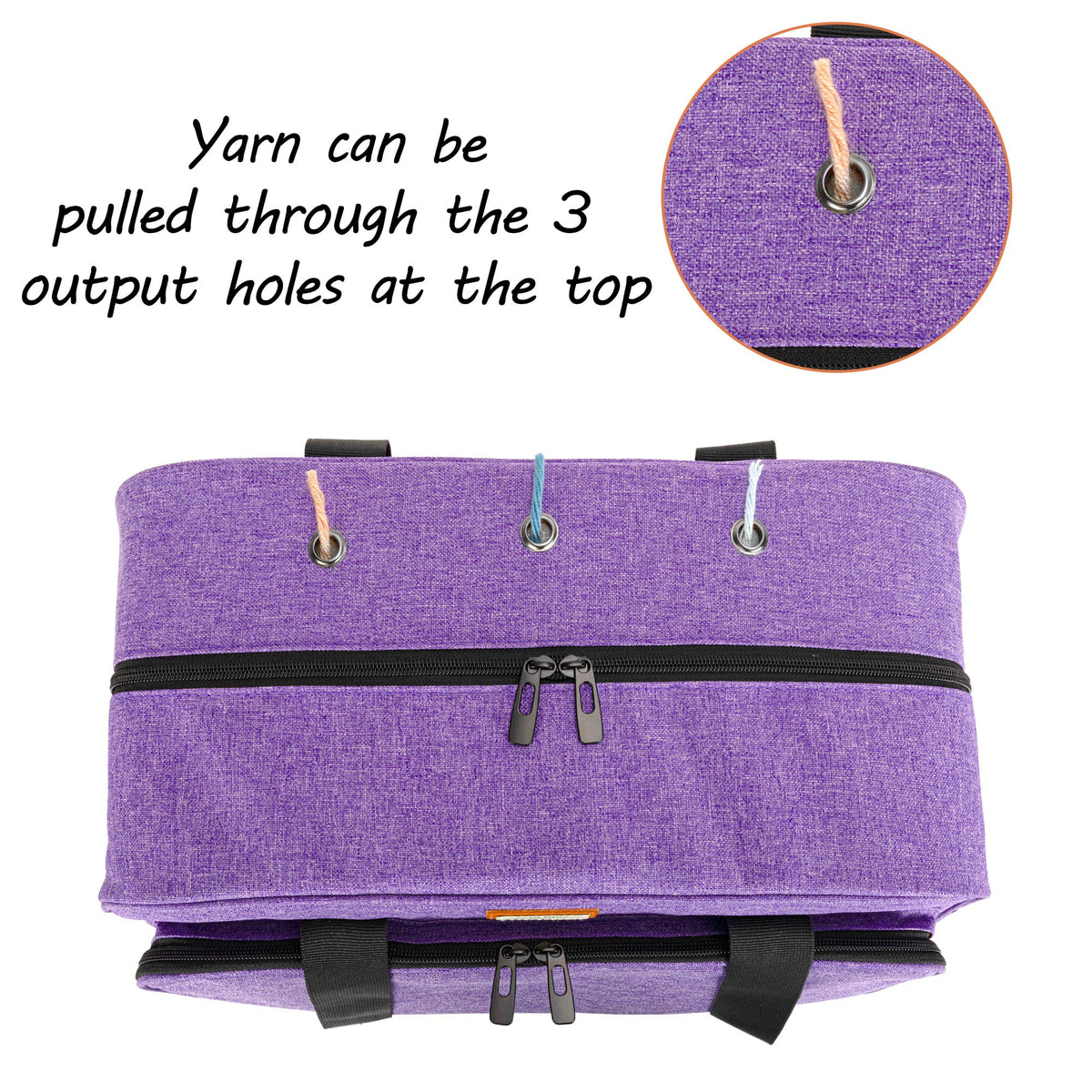 CURMIO Yarn Storage Bag for Crochet Hooks, Knitting Project, Purple